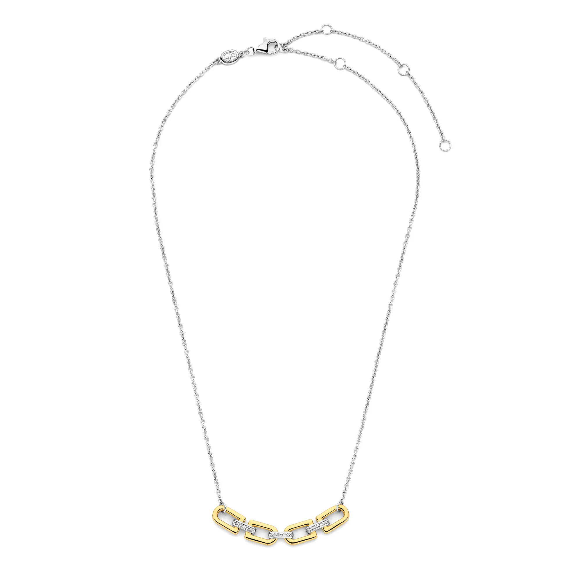 Ti Sento Yellow Gold Plated Cubic Zirconia D-Link Necklace 34044ZY - Image 4
