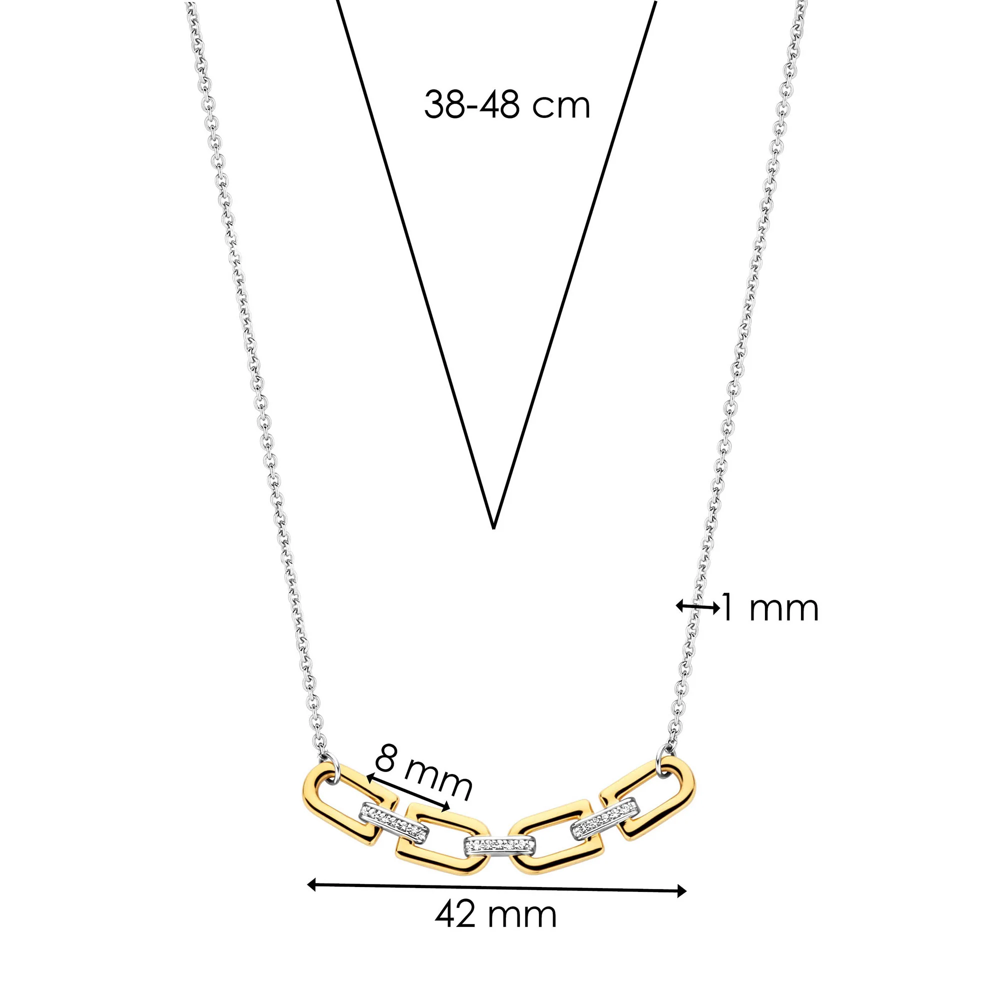 Ti Sento Yellow Gold Plated Cubic Zirconia D-Link Necklace 34044ZY - Image 6