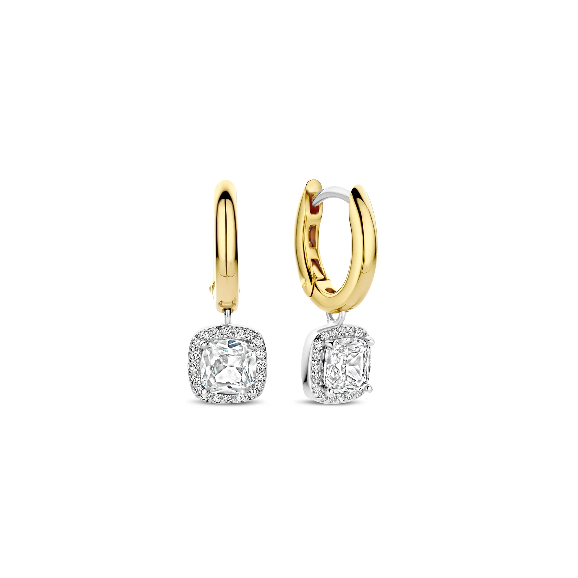 Ti Sento Yellow Gold Plated Cubic Zirconia Drop Hoop Earrings 78030ZY