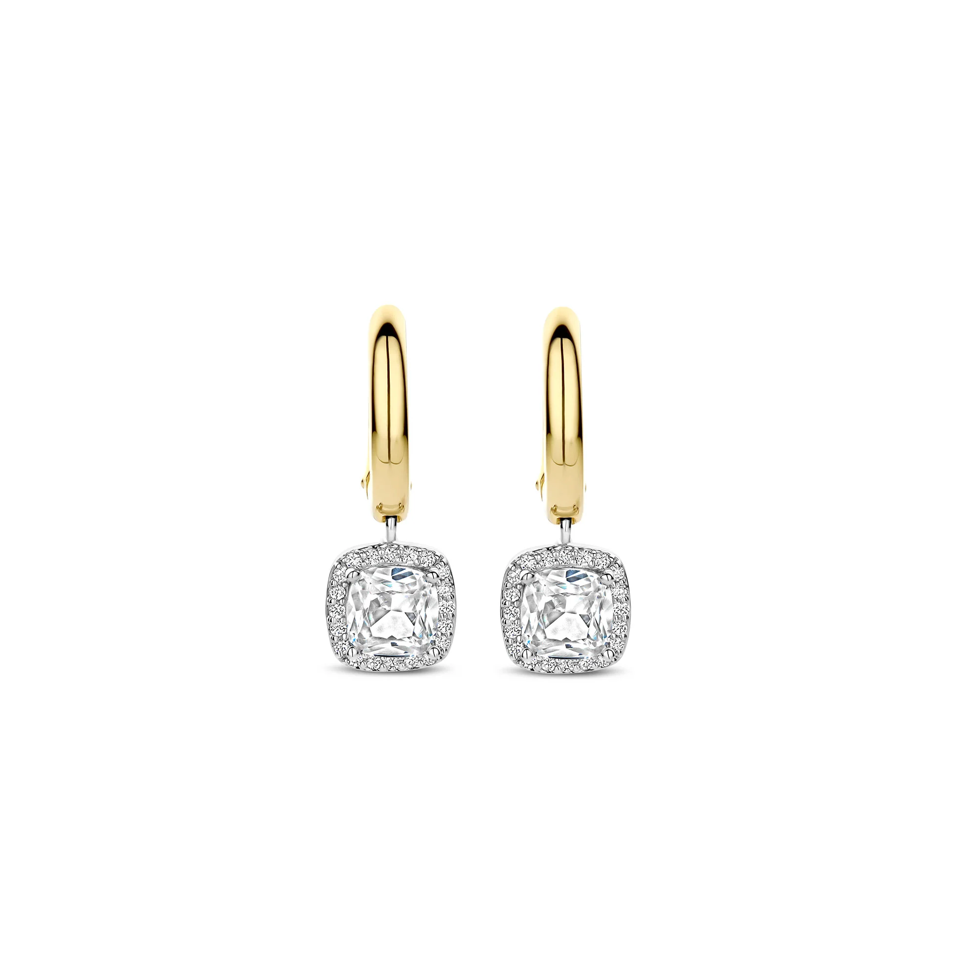 Ti Sento Yellow Gold Plated Cubic Zirconia Drop Hoop Earrings 78030ZY - Image 2
