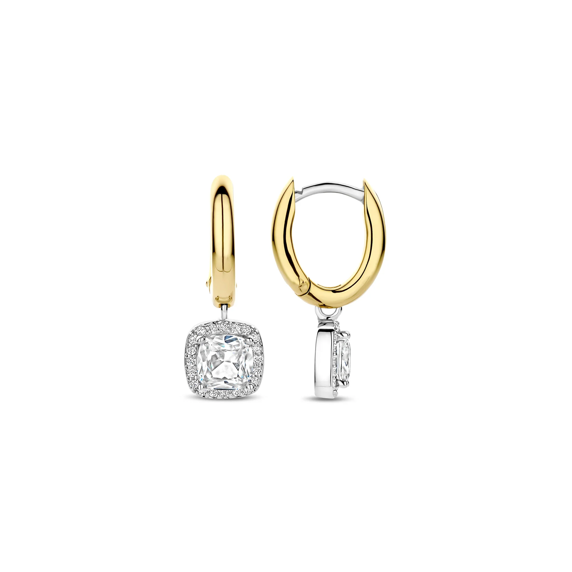 Ti Sento Yellow Gold Plated Cubic Zirconia Drop Hoop Earrings 78030ZY - Image 3
