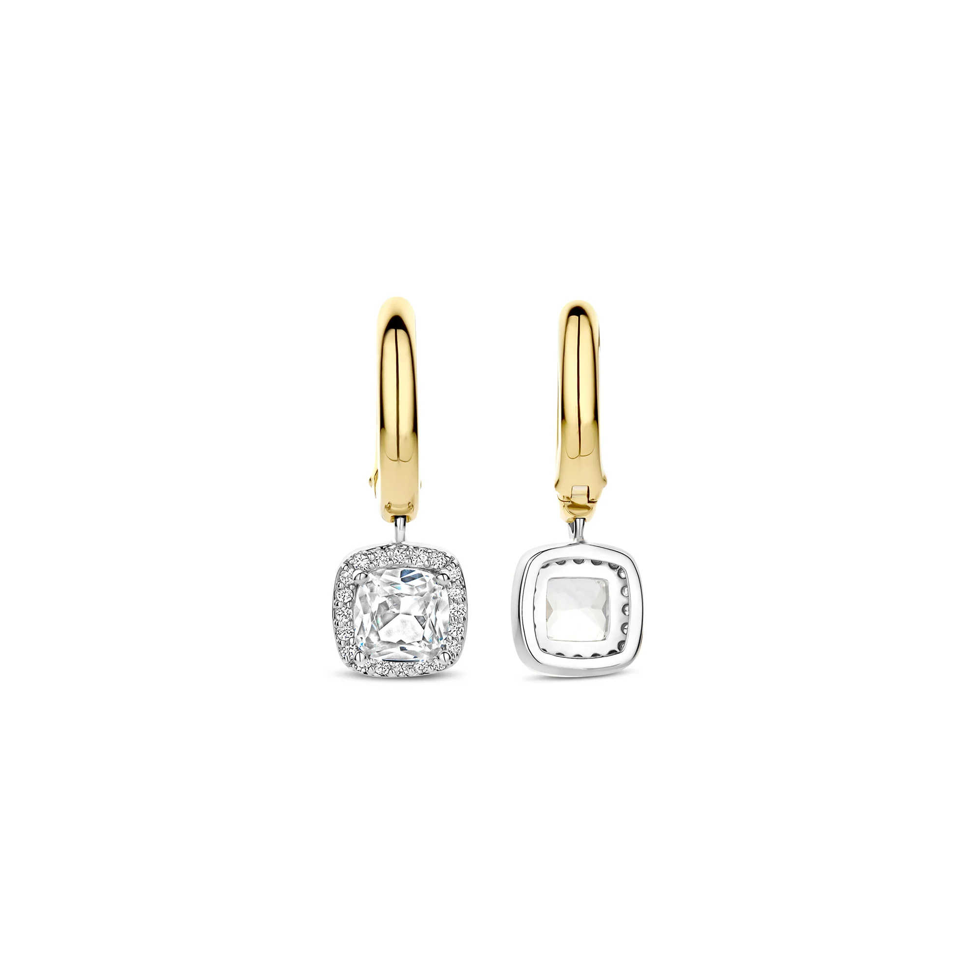 Ti Sento Yellow Gold Plated Cubic Zirconia Drop Hoop Earrings 78030ZY - Image 4