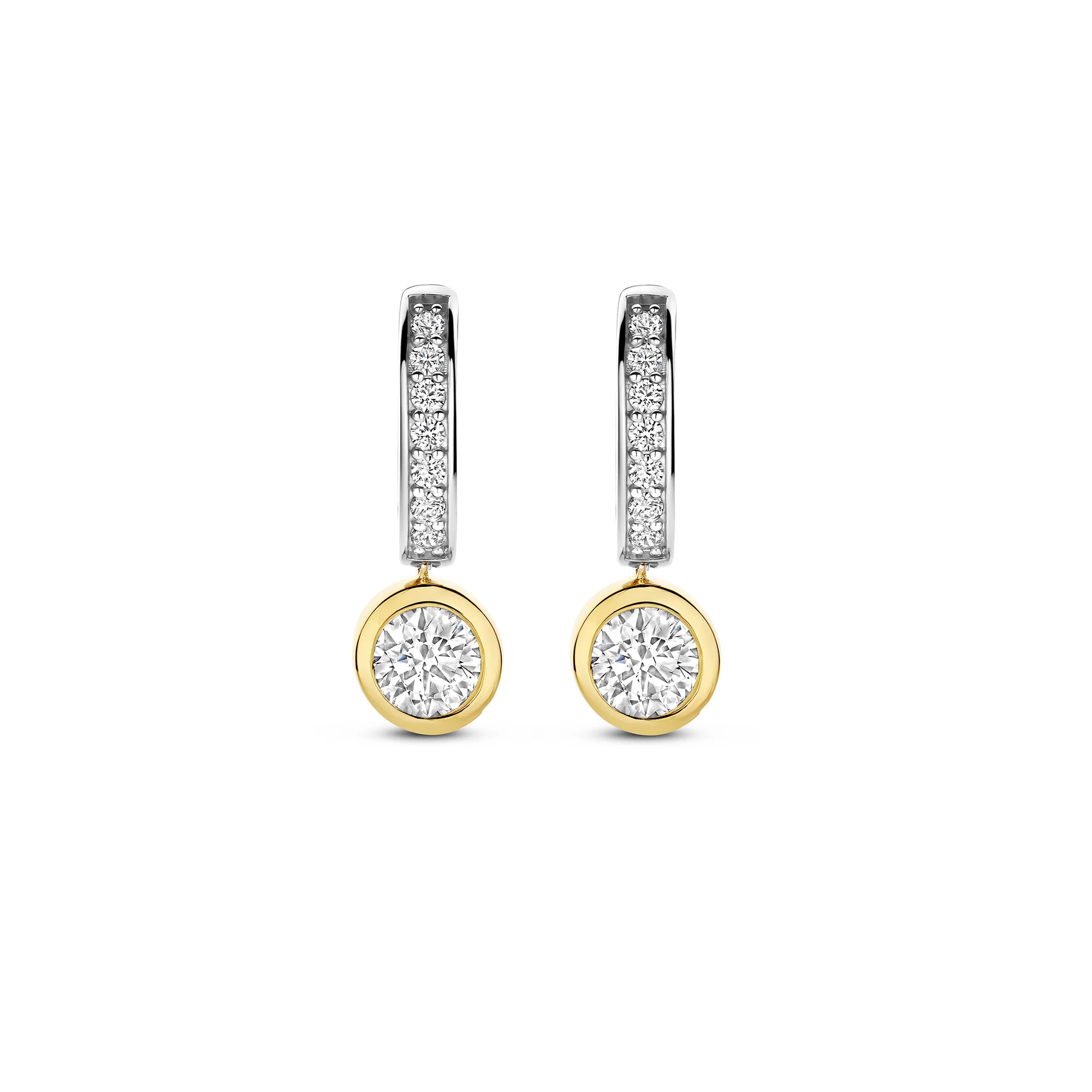 Ti Sento Yellow Gold Plated Cubic Zirconia Drop Hoop Earrings 78032ZY - Image 2