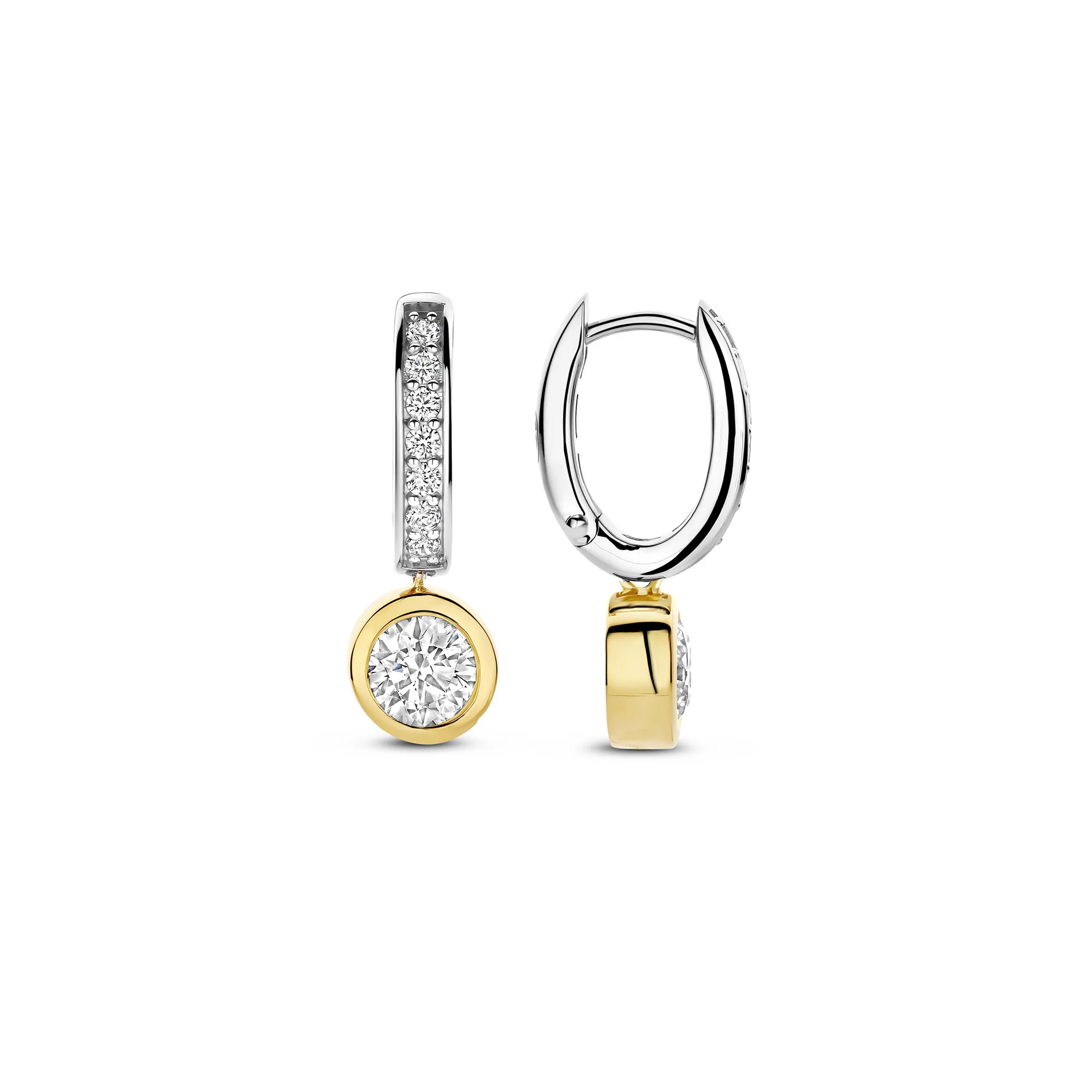 Ti Sento Yellow Gold Plated Cubic Zirconia Drop Hoop Earrings 78032ZY - Image 3