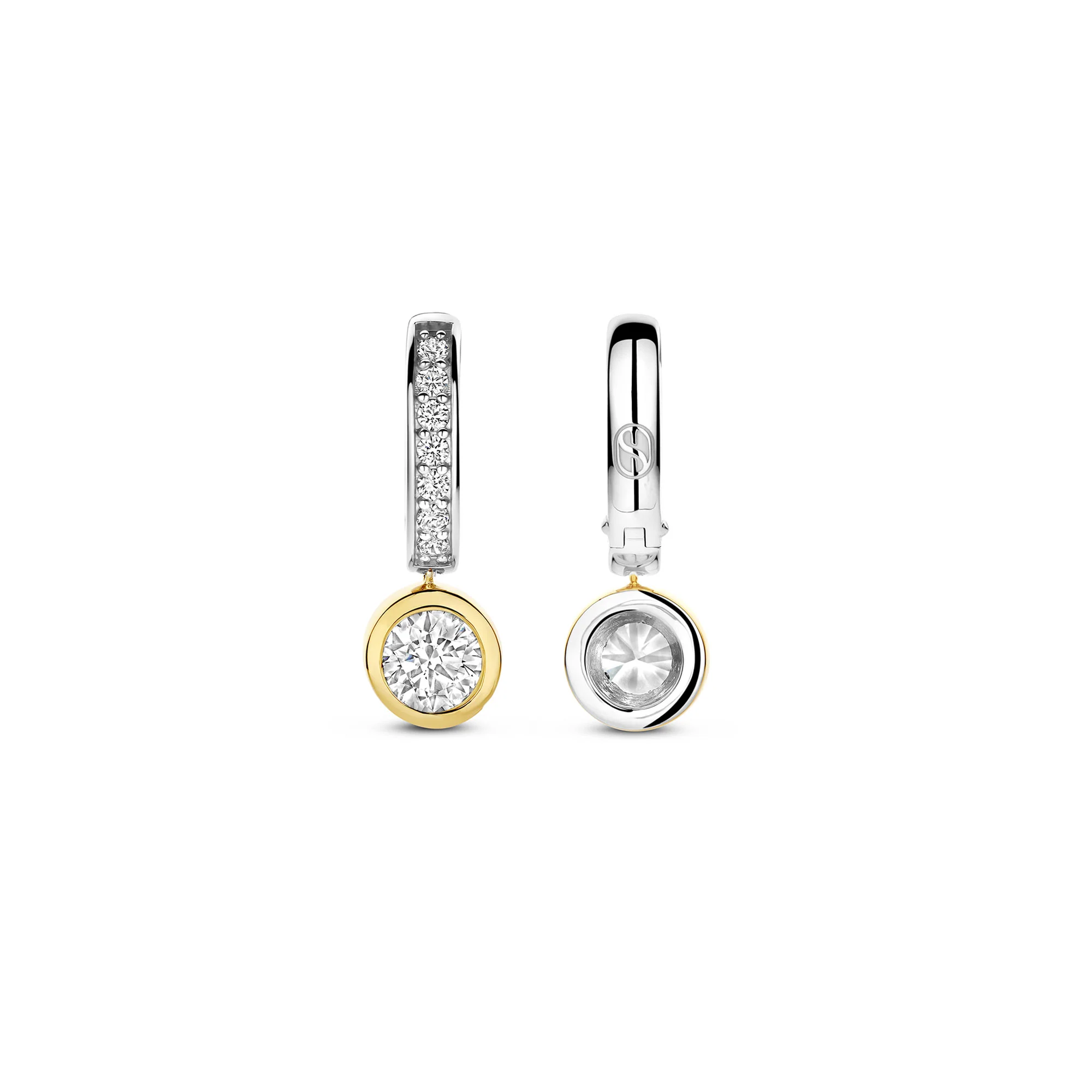 Ti Sento Yellow Gold Plated Cubic Zirconia Drop Hoop Earrings 78032ZY - Image 4