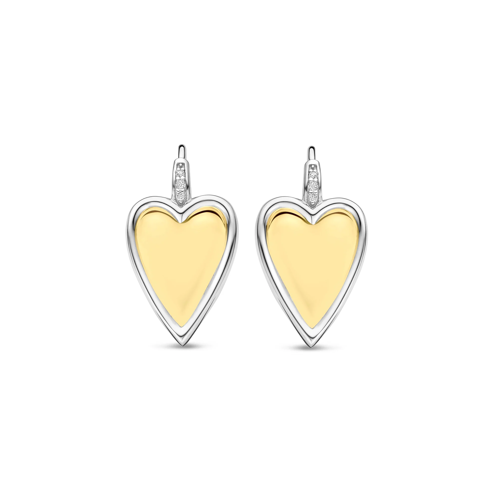 Ti Sento Yellow Gold Plated Cubic Zirconia Heart Drop Earrings 78004ZY - Image 2