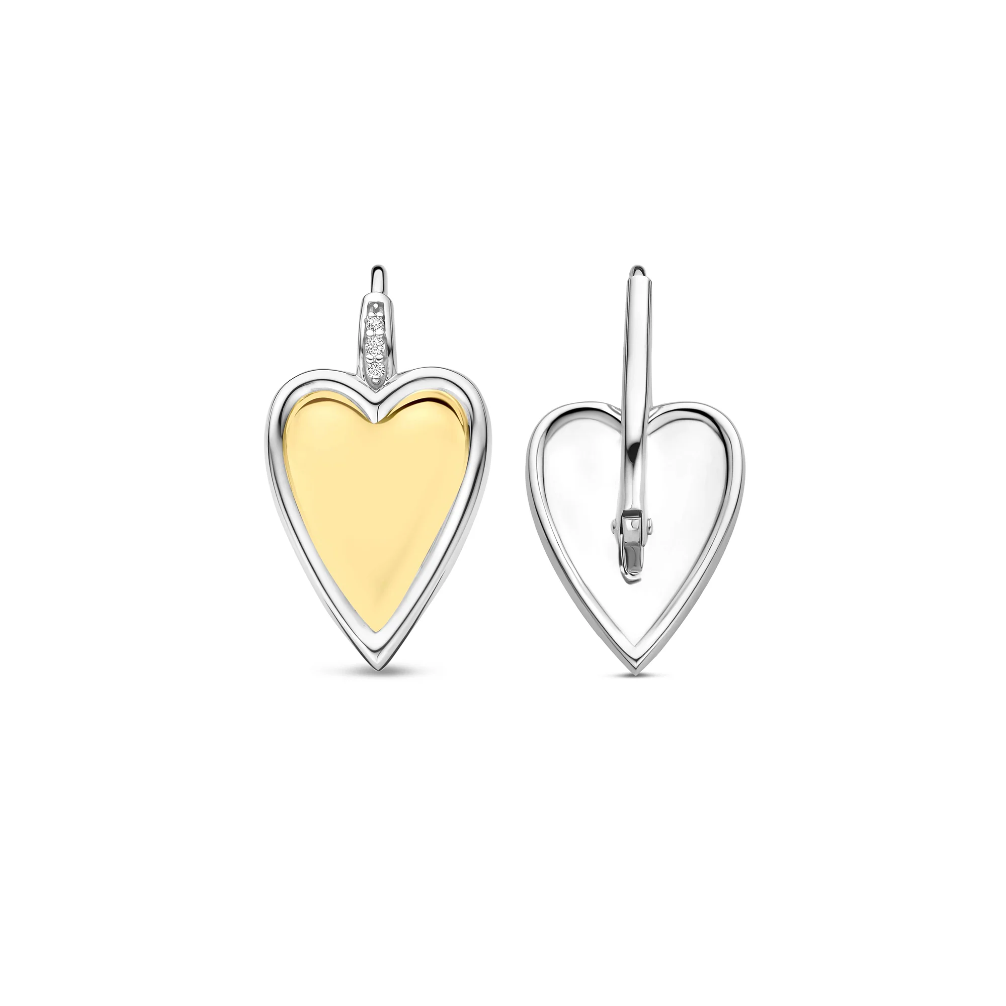 Ti Sento Yellow Gold Plated Cubic Zirconia Heart Drop Earrings 78004ZY - Image 3
