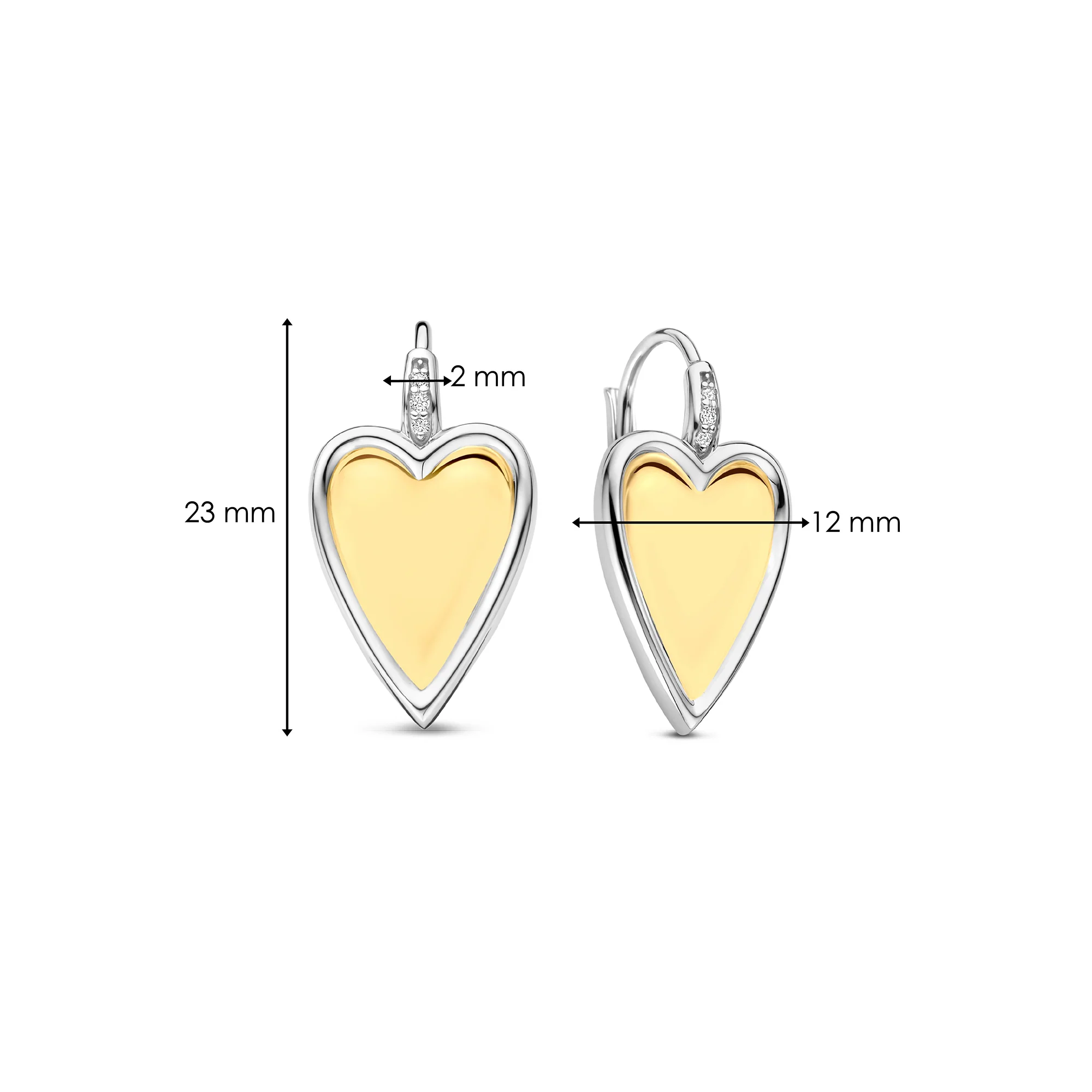 Ti Sento Yellow Gold Plated Cubic Zirconia Heart Drop Earrings 78004ZY - Image 4