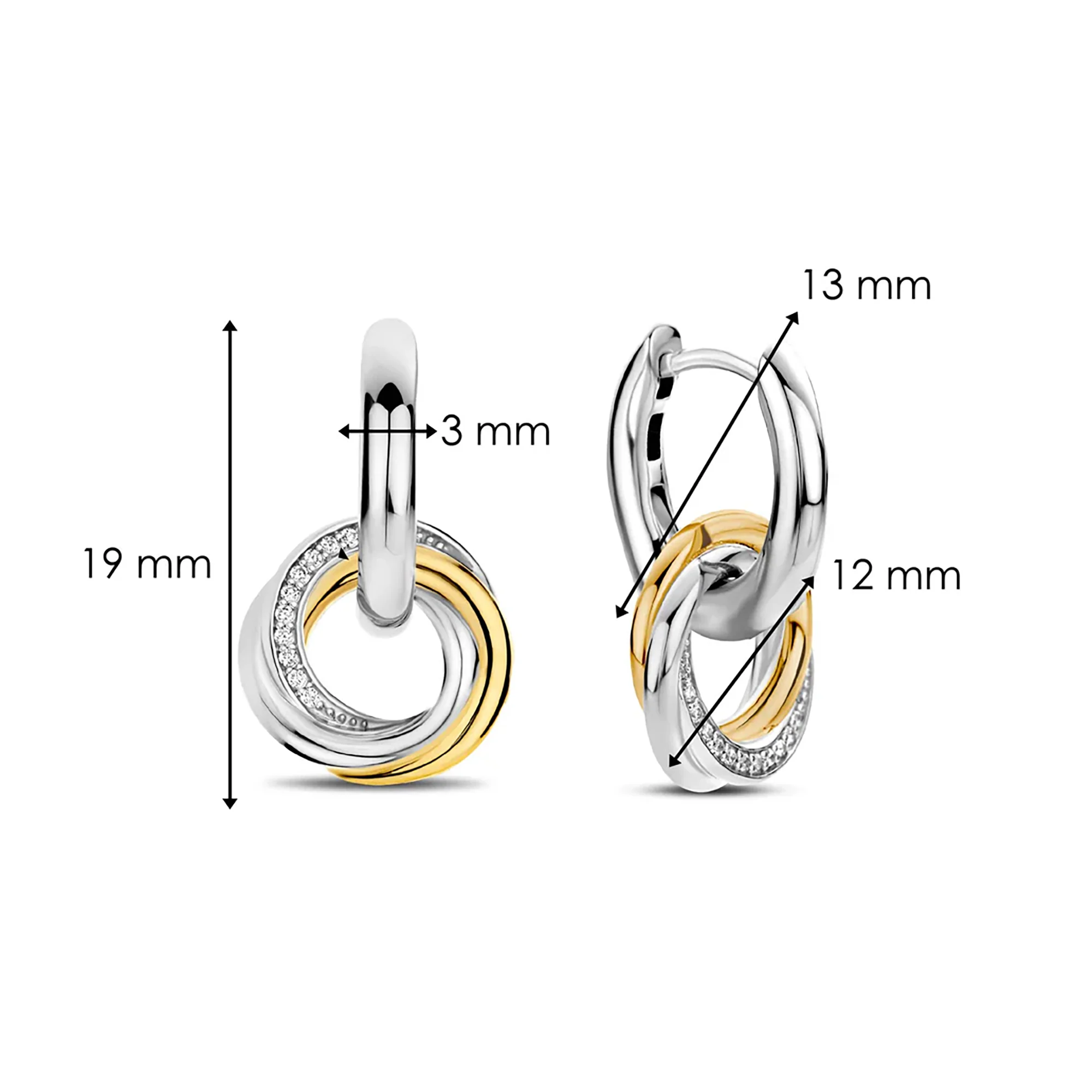 Ti Sento Yellow Gold Plated Cubic Zirconia Intertwined Circle Drop Hoop Earrings 7976ZY - Image 5