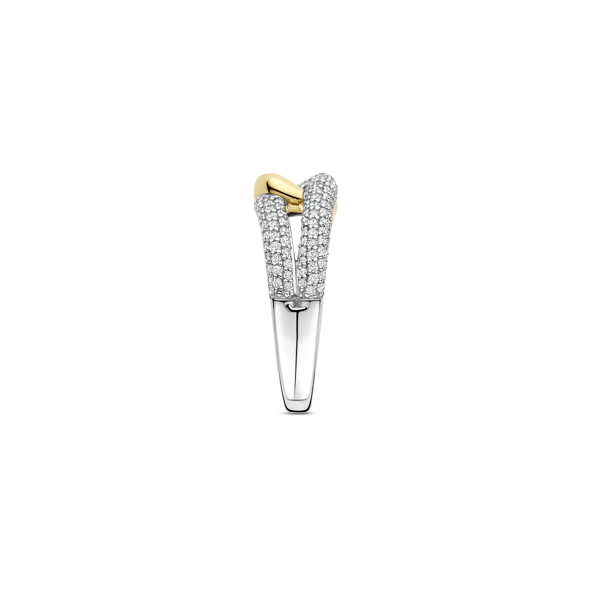 Ti Sento Yellow Gold Plated Cubic Zirconia Intertwined Ring 12394ZY (56) - Image 2