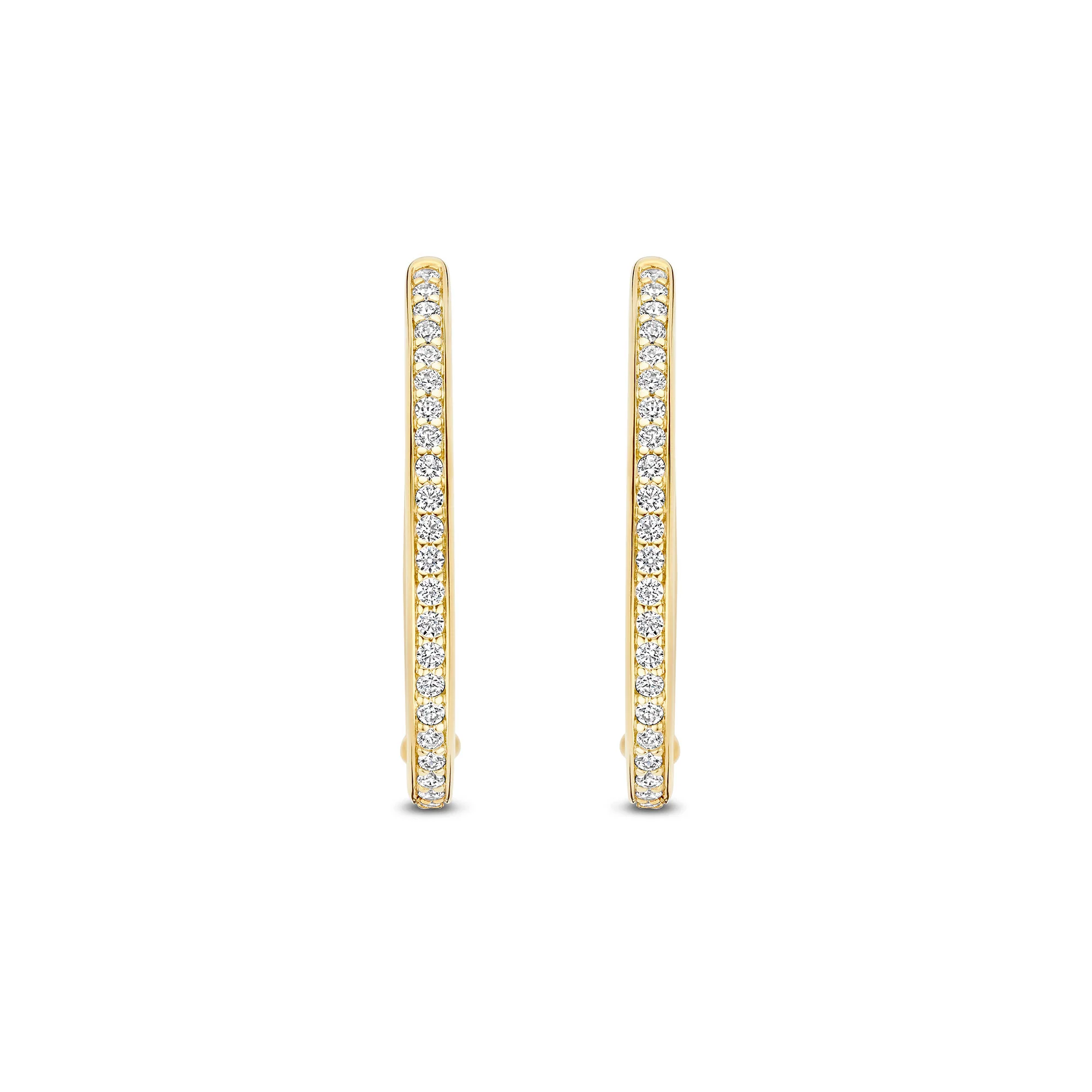 Ti Sento Yellow Gold Plated Cubic Zirconia Large 25mm Oval Huggy Hoop Earrings 7789ZY - Image 2