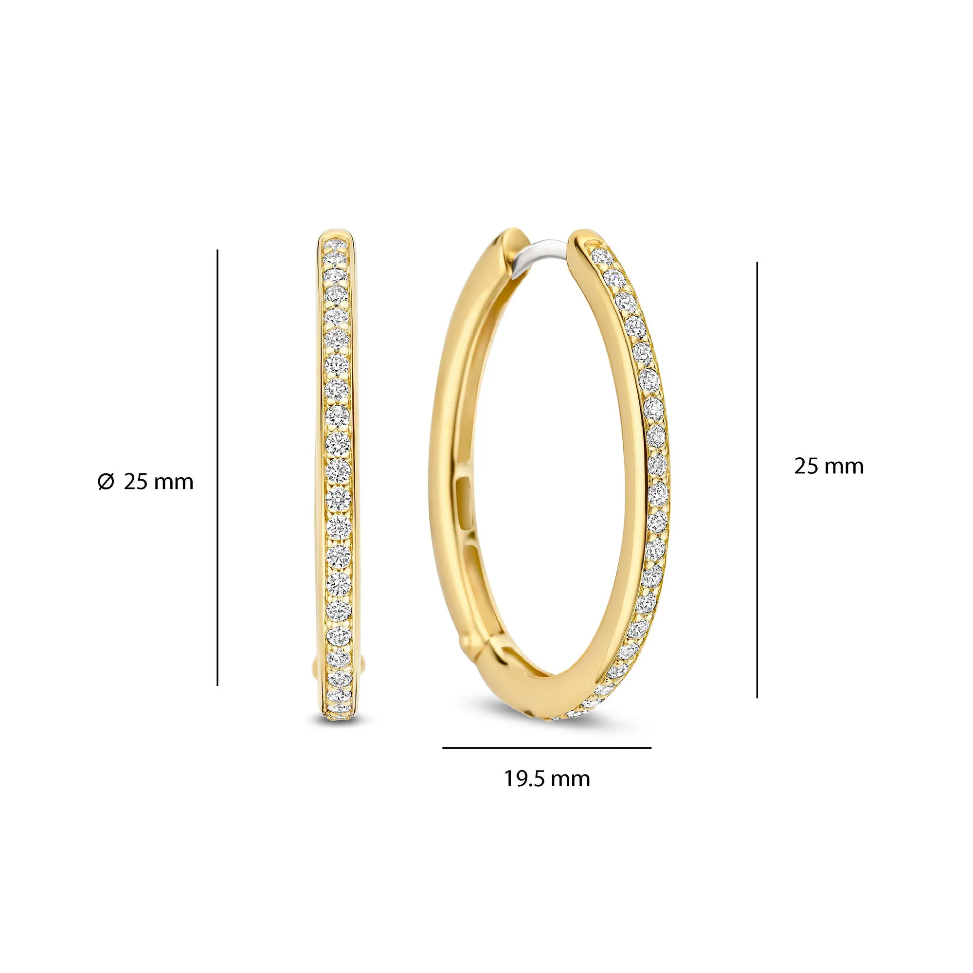 Ti Sento Yellow Gold Plated Cubic Zirconia Large 25mm Oval Huggy Hoop Earrings 7789ZY - Image 4