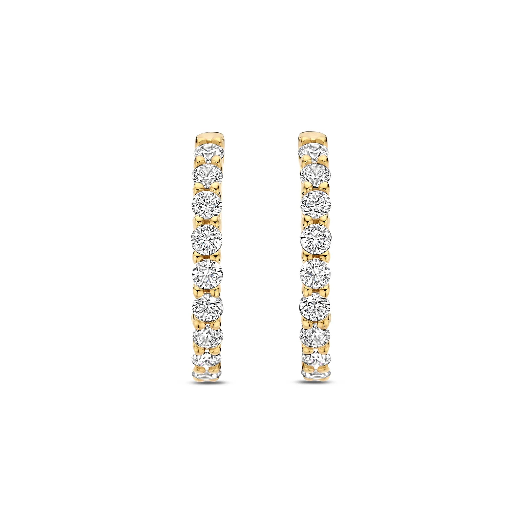 Ti Sento Yellow Gold Plated Cubic Zirconia Medium 18mm Huggy Hoop Earrings 7958ZY - Image 2