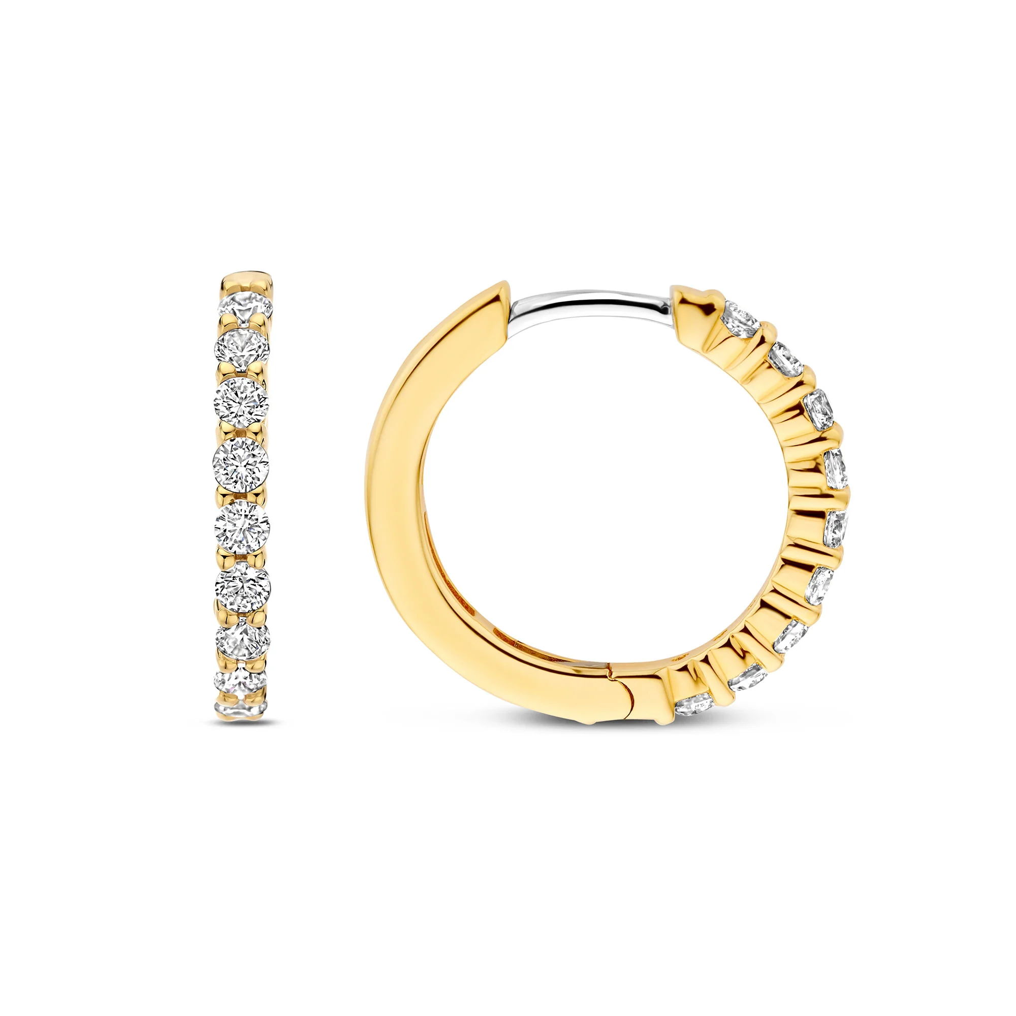 Ti Sento Yellow Gold Plated Cubic Zirconia Medium 18mm Huggy Hoop Earrings 7958ZY - Image 3