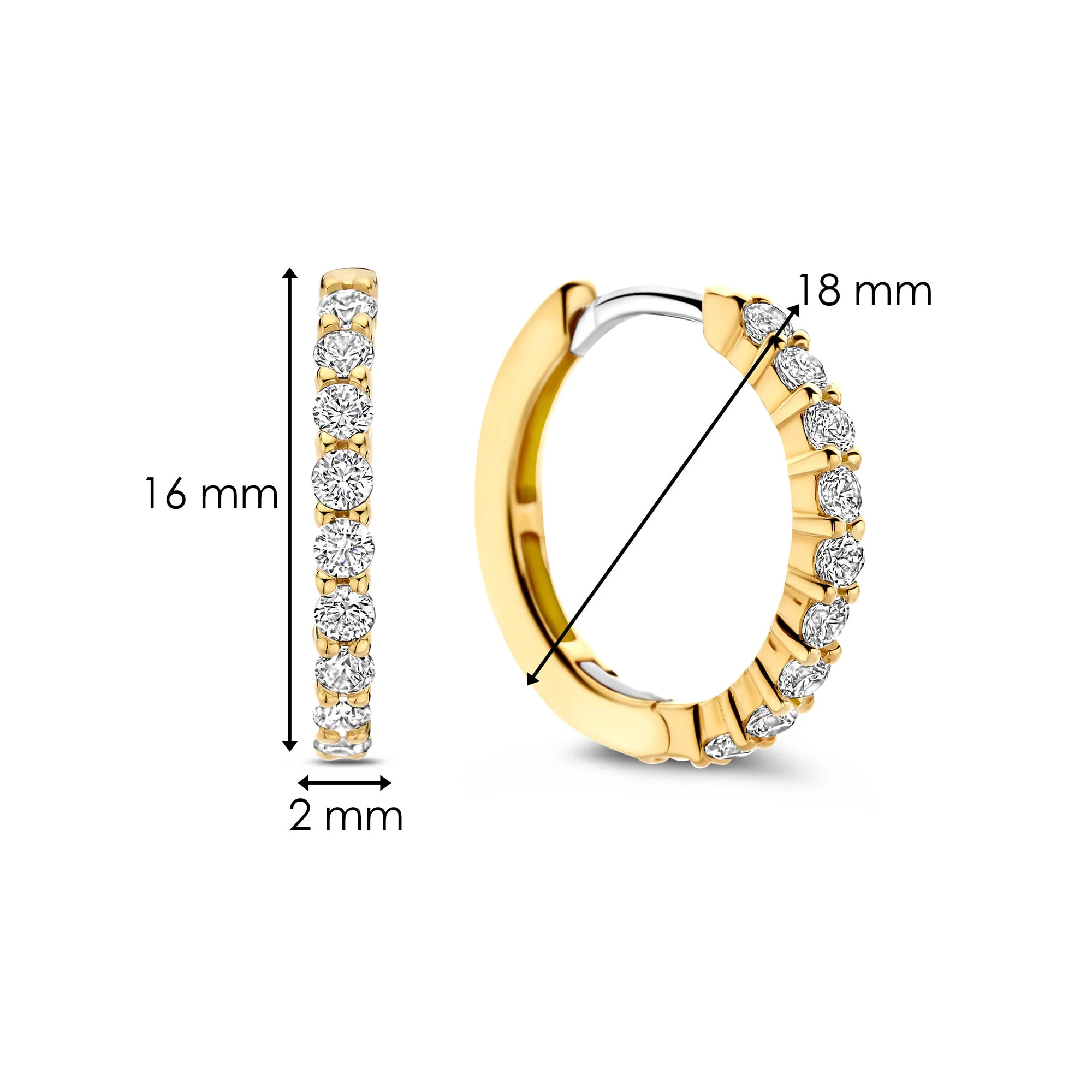 Ti Sento Yellow Gold Plated Cubic Zirconia Medium 18mm Huggy Hoop Earrings 7958ZY - Image 4