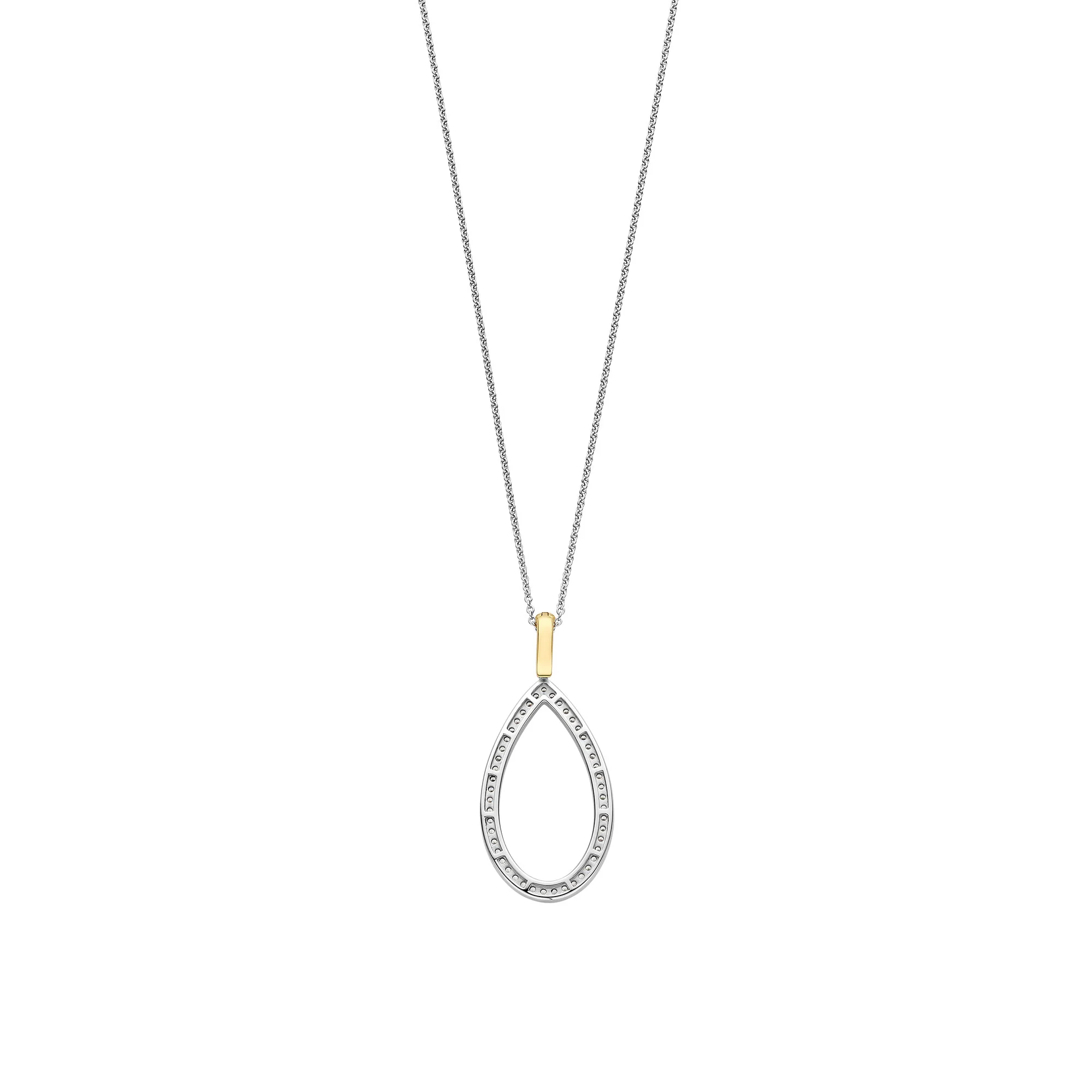 Ti Sento Yellow Gold Plated CubIc Zirconia Open Teardrop Pendant 6850ZY - Image 3