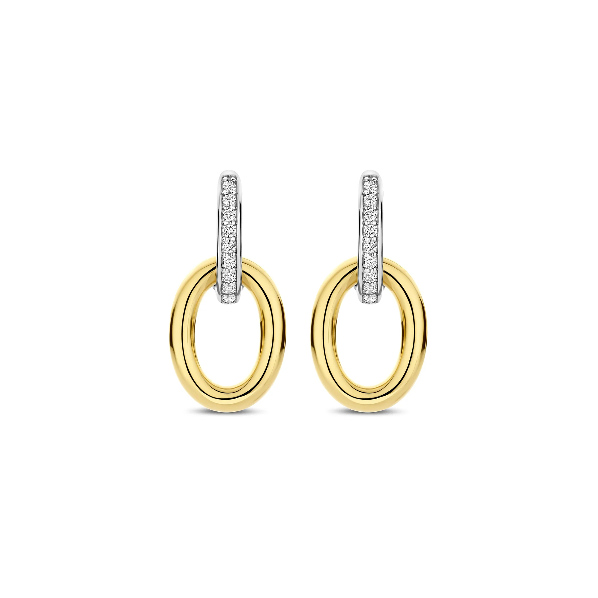 Ti Sento Yellow Gold Plated Cubic Zirconia Oval Drop Earrings 78015ZY - Image 2