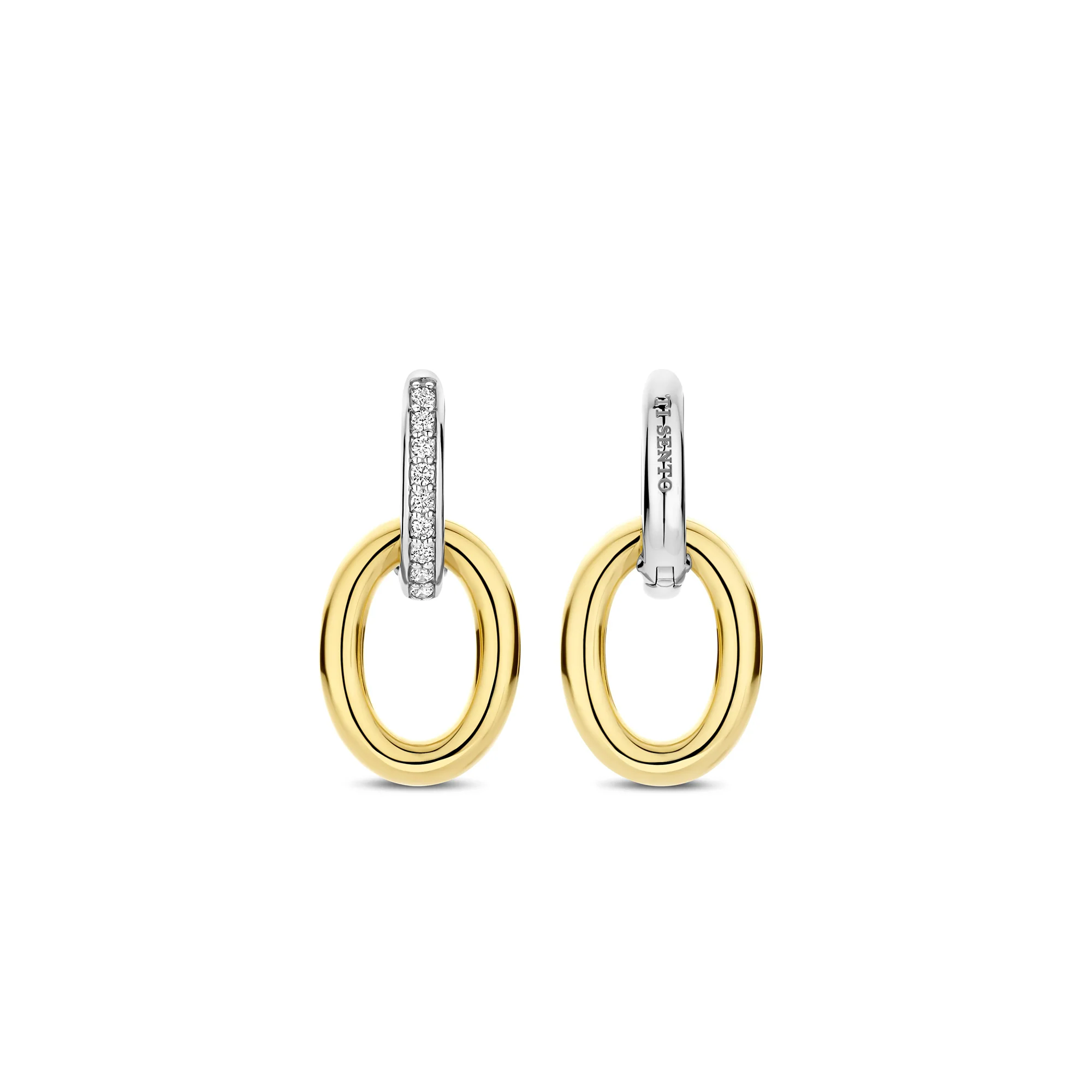 Ti Sento Yellow Gold Plated Cubic Zirconia Oval Drop Earrings 78015ZY - Image 3