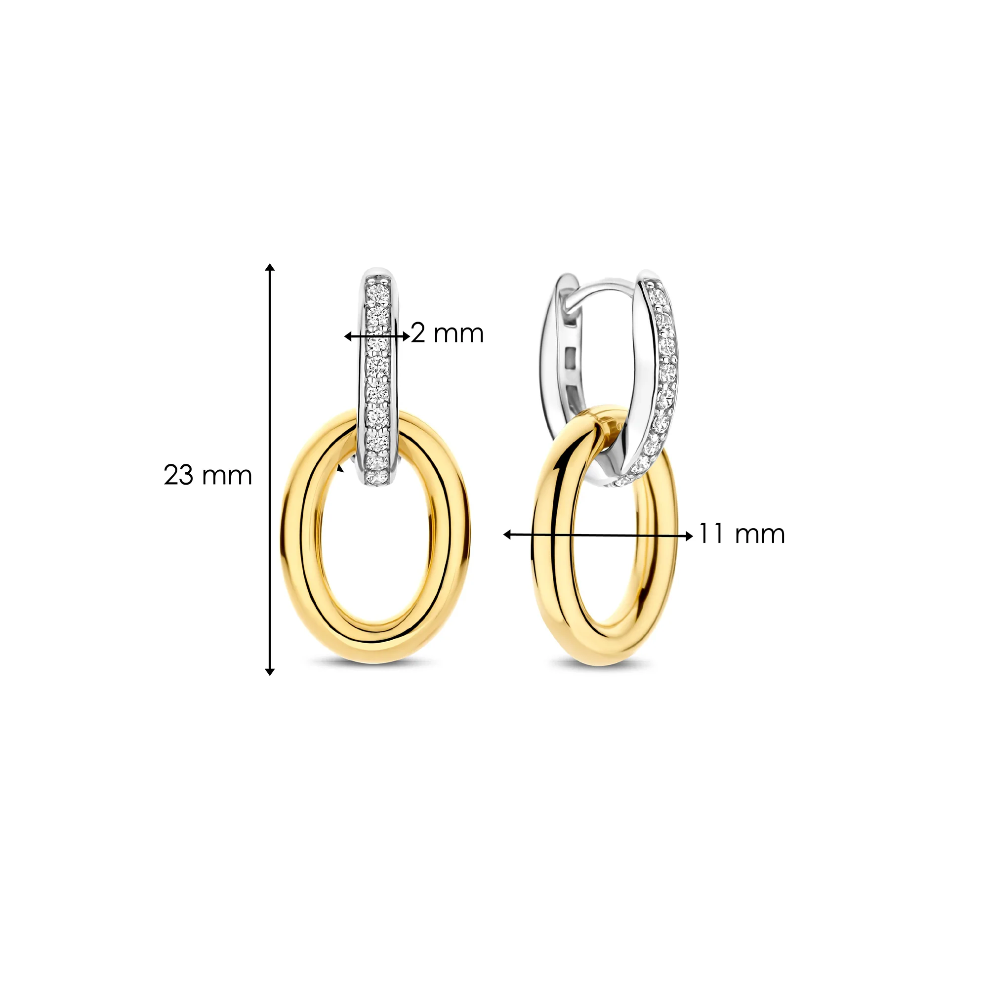 Ti Sento Yellow Gold Plated Cubic Zirconia Oval Drop Earrings 78015ZY - Image 4