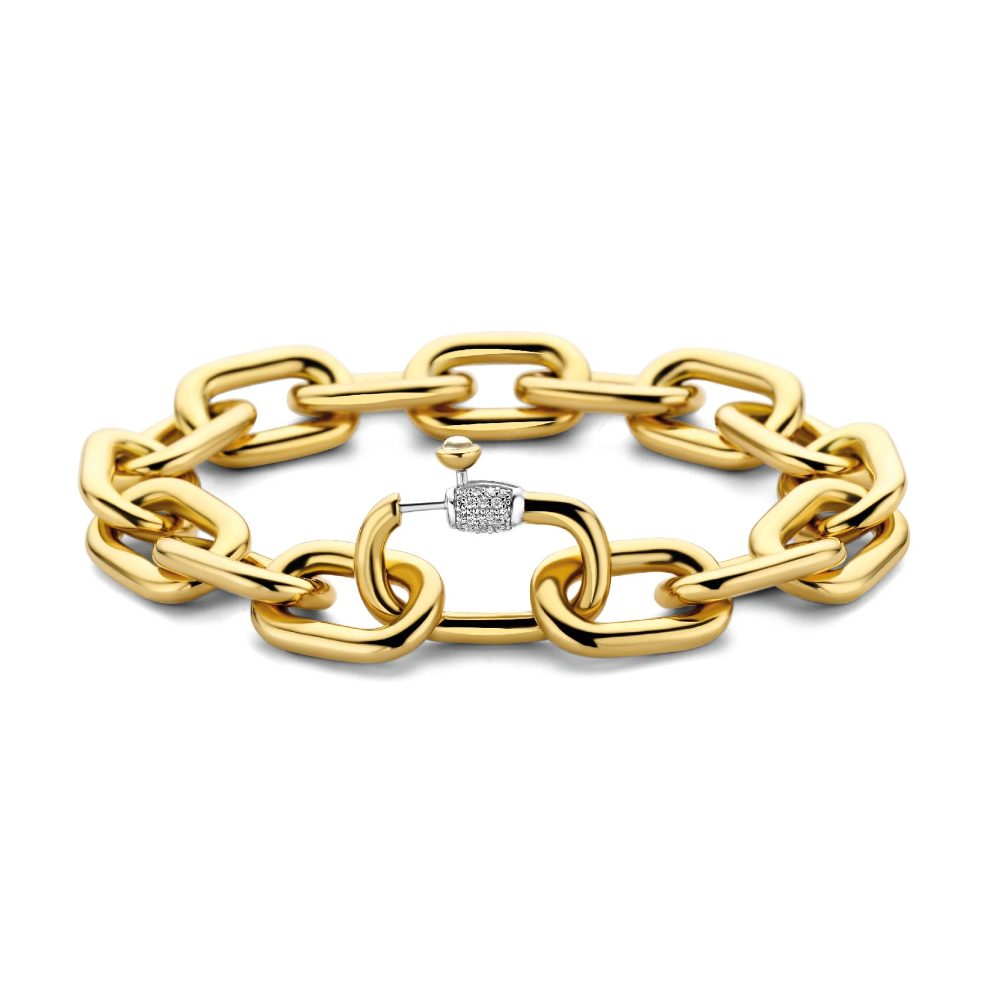 Ti Sento Yellow Gold Plated Cubic Zirconia Oval Linked Bracelet 2874ZY
