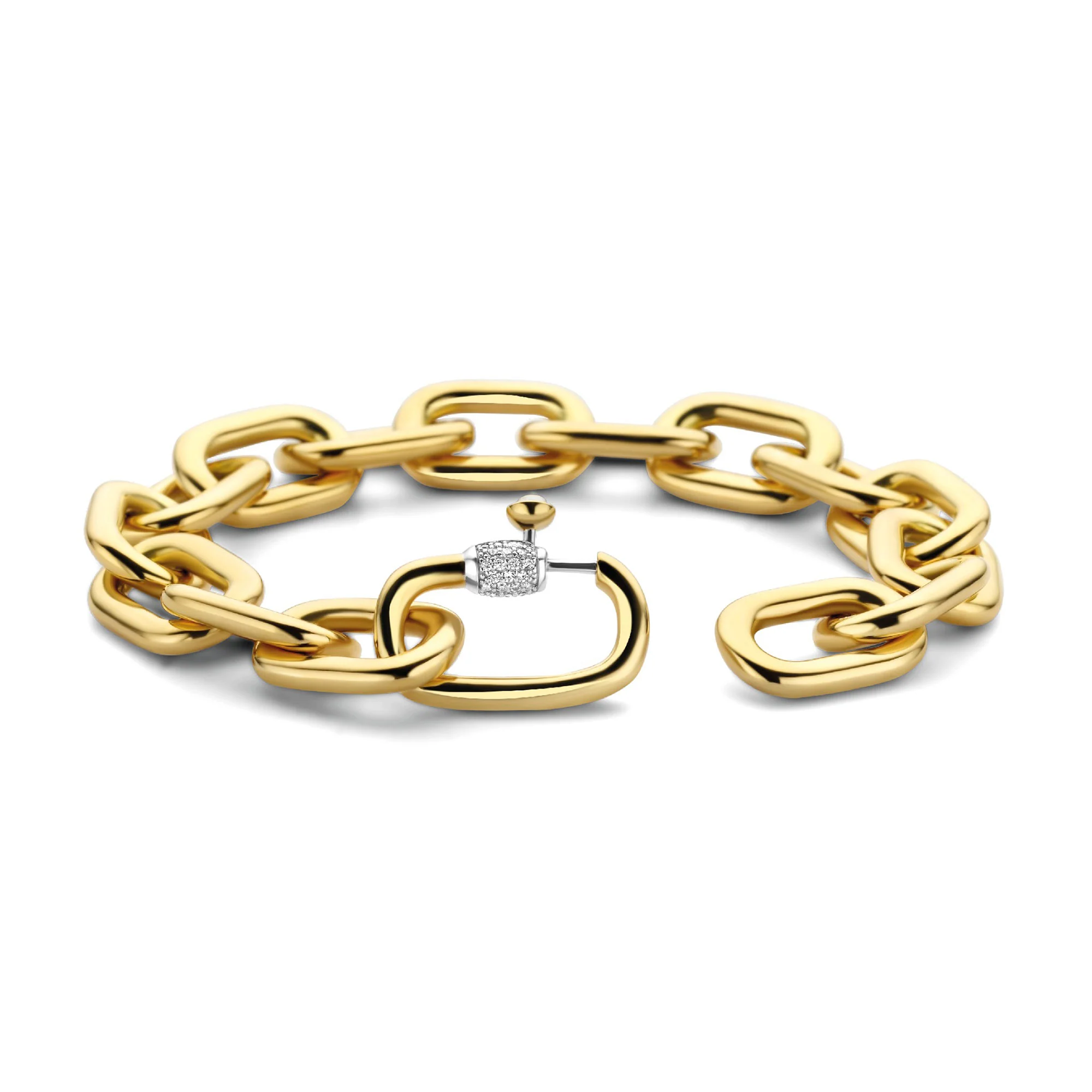 Ti Sento Yellow Gold Plated Cubic Zirconia Oval Linked Bracelet 2874ZY - Image 3