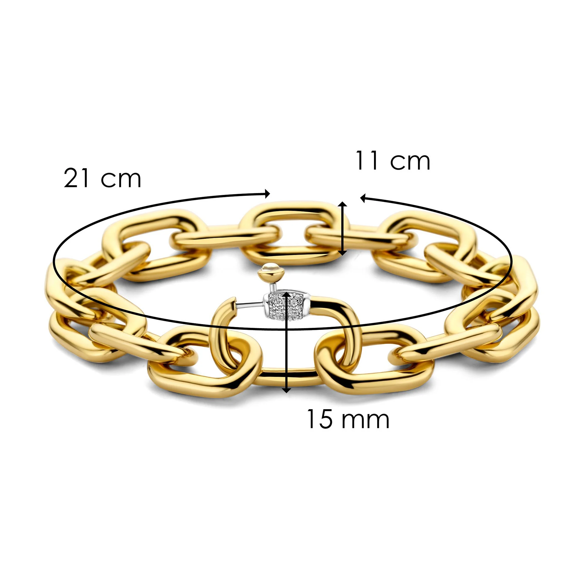 Ti Sento Yellow Gold Plated Cubic Zirconia Oval Linked Bracelet 2874ZY - Image 4