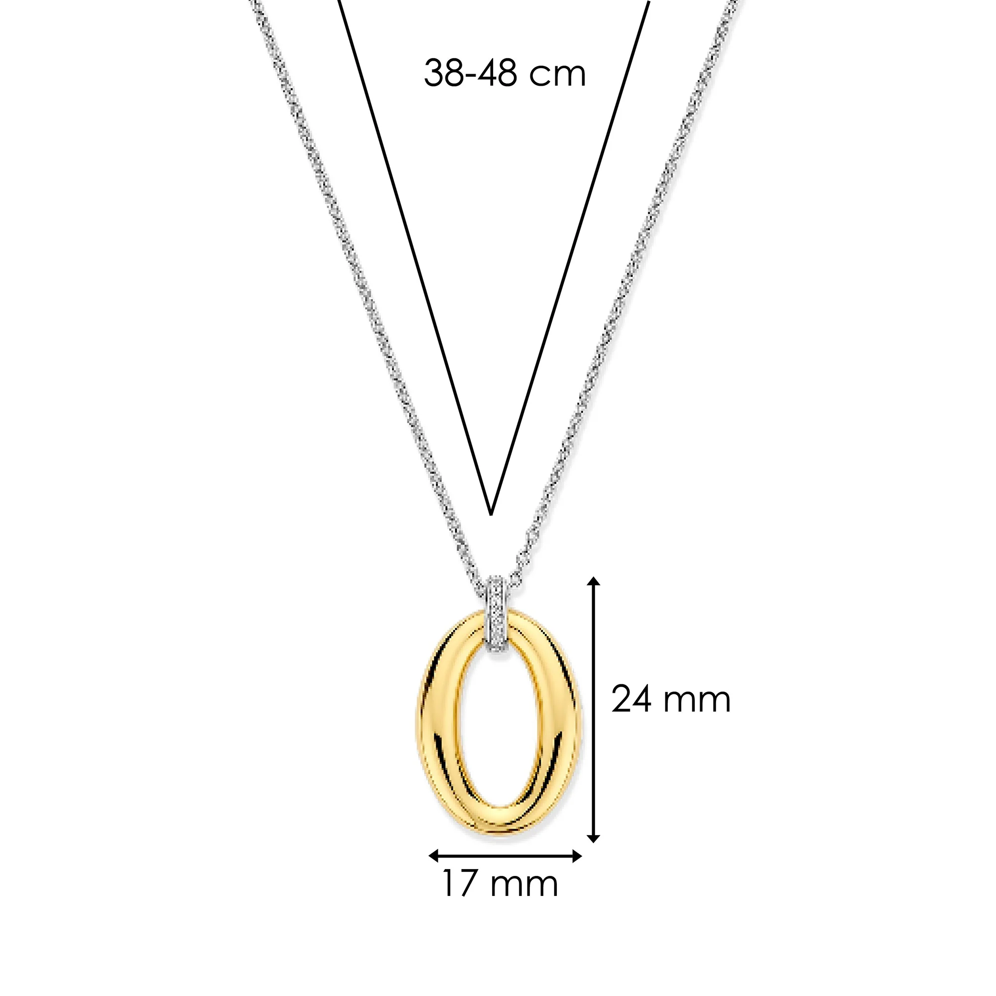 Ti Sento Yellow Gold Plated Cubic Zirconia Oval Necklace 34091ZY - Image 4