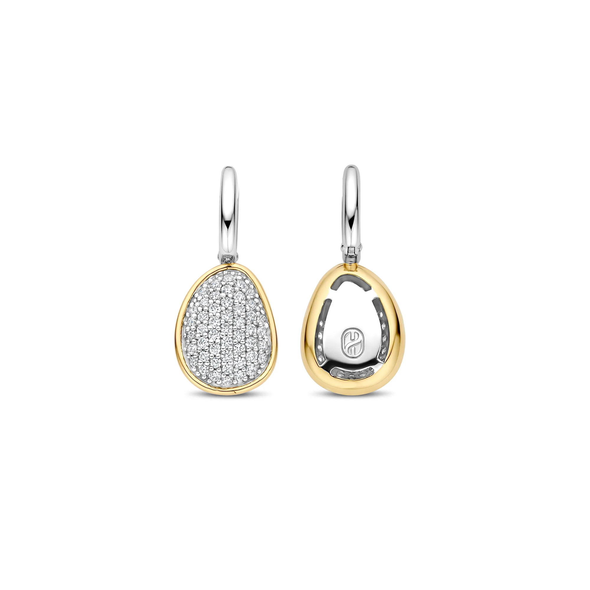 Ti Sento Yellow Gold Plated Cubic Zirconia Pebble Drop Earrings 78027ZY - Image 3