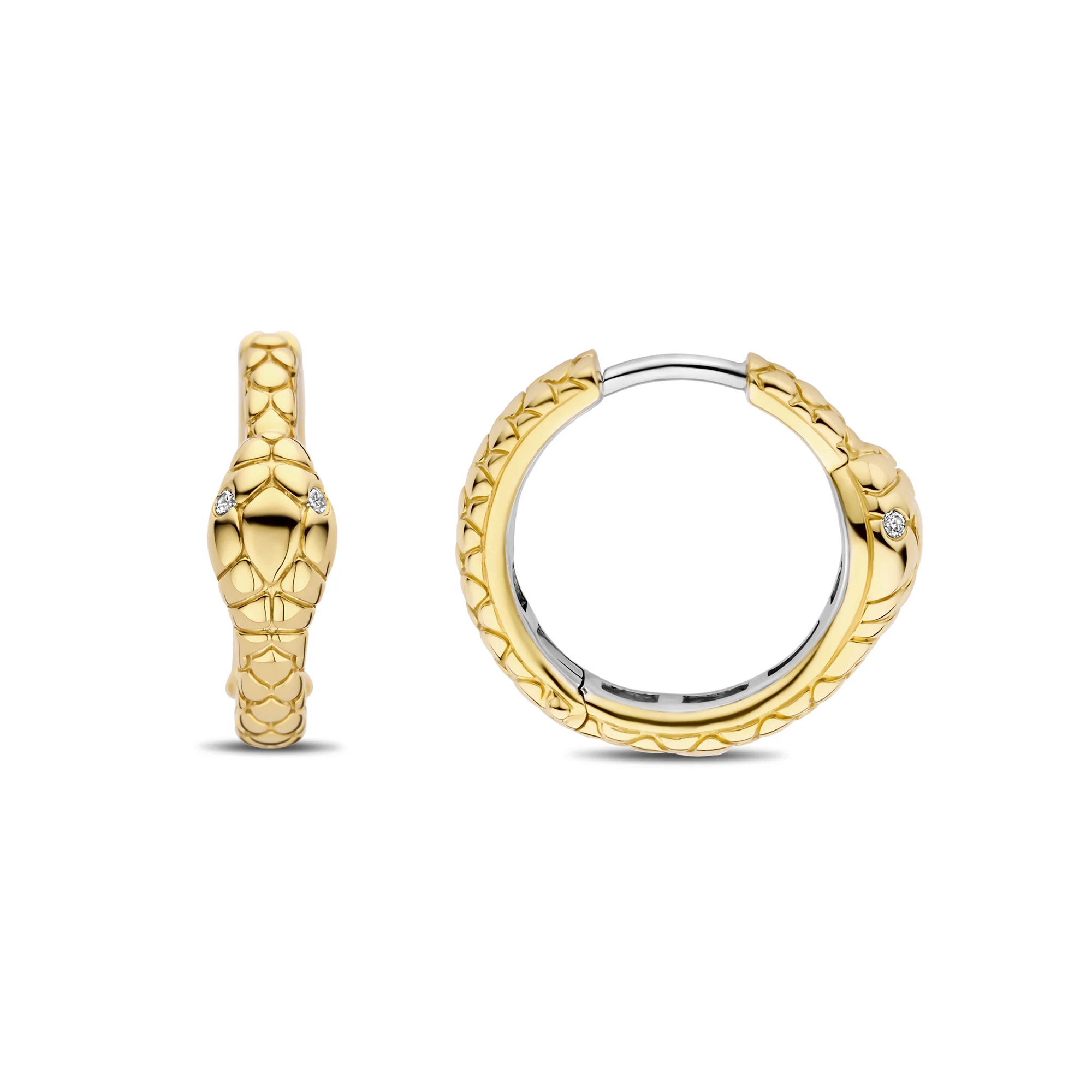 Ti Sento Yellow Gold Plated Cubic Zirconia Serpent Hoop Earrings 7993SY - Image 3