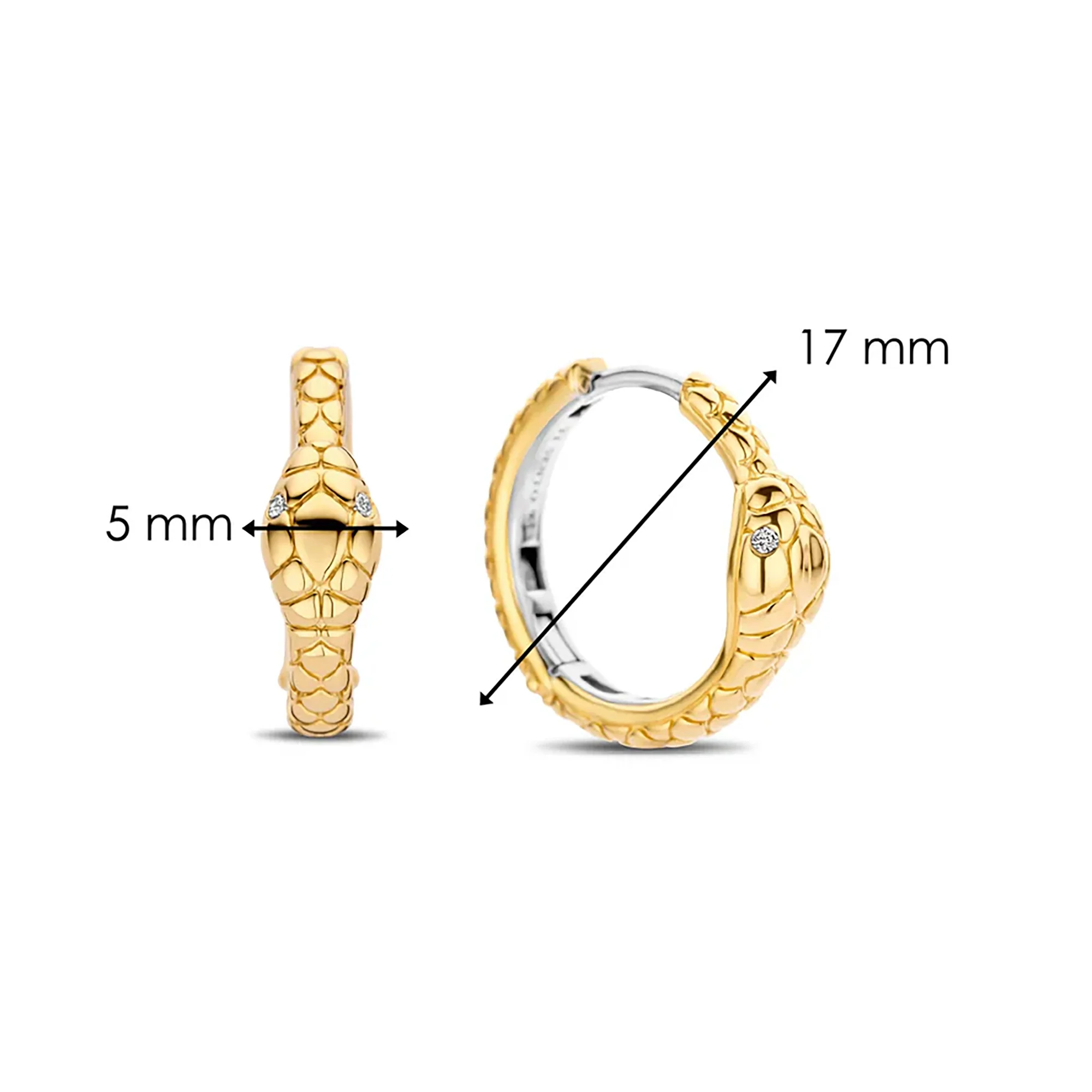 Ti Sento Yellow Gold Plated Cubic Zirconia Serpent Hoop Earrings 7993SY - Image 4