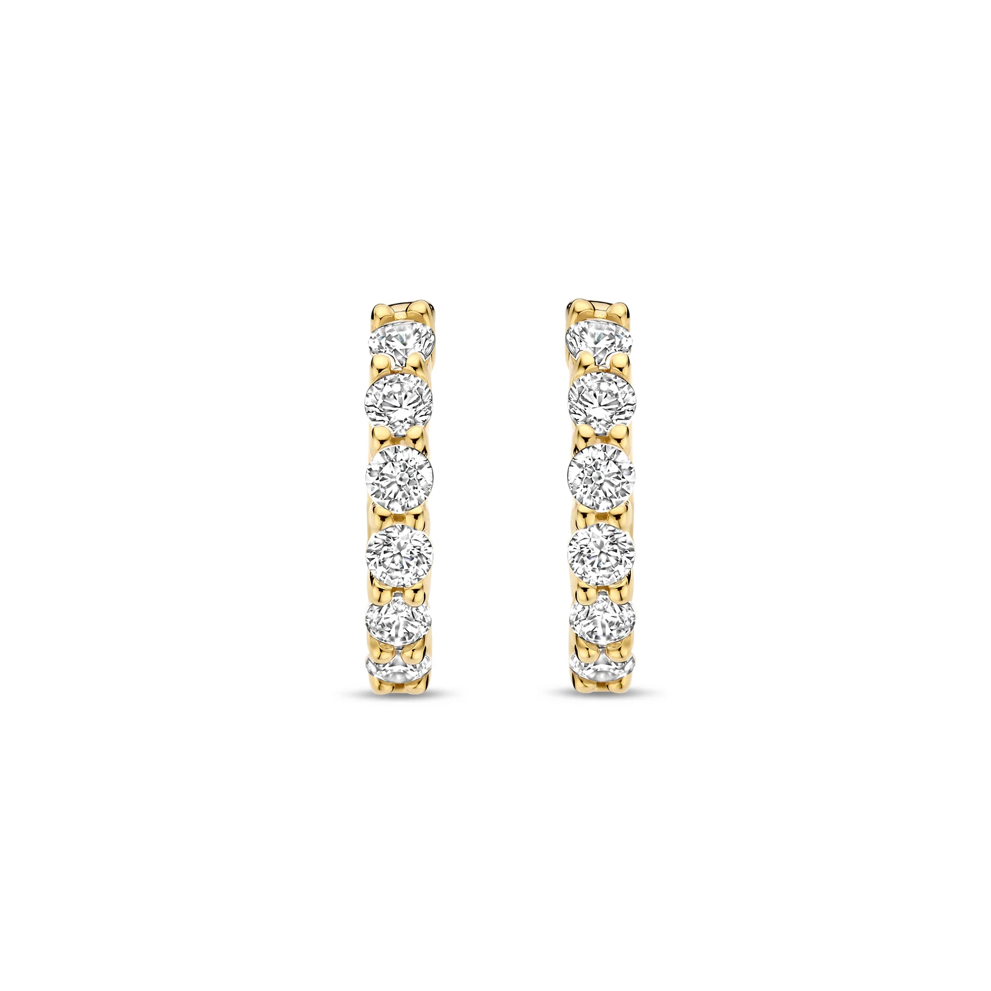 Ti Sento Yellow Gold Plated Cubic Zirconia Small 12mm Huggie Hoop Earrings 7956ZY - Image 2