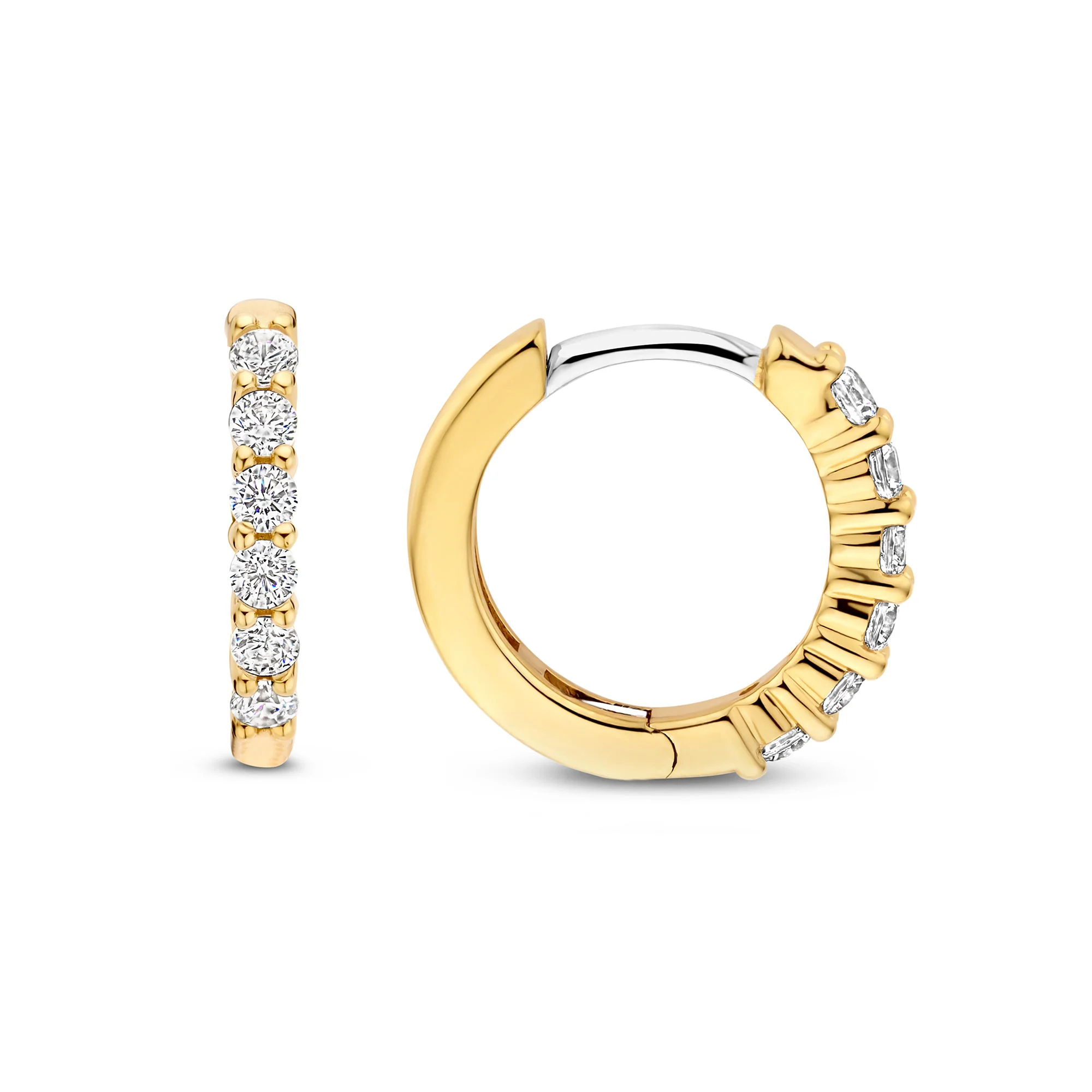 Ti Sento Yellow Gold Plated Cubic Zirconia Small 14mm Huggy Hoop Earrings 7957ZY - Image 3