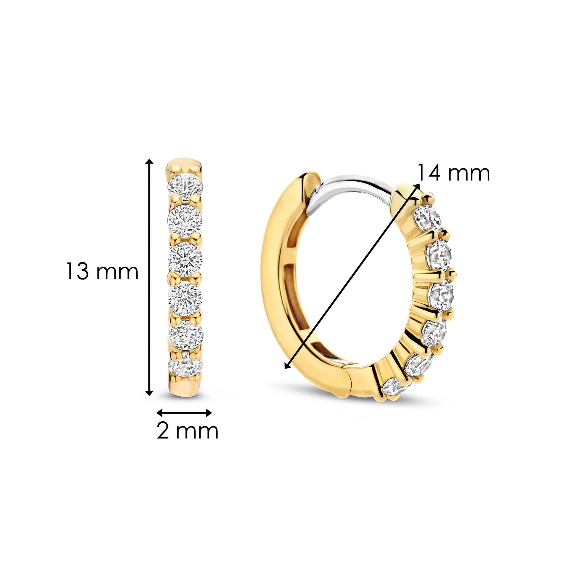 Ti Sento Yellow Gold Plated Cubic Zirconia Small 14mm Huggy Hoop Earrings 7957ZY - Image 4
