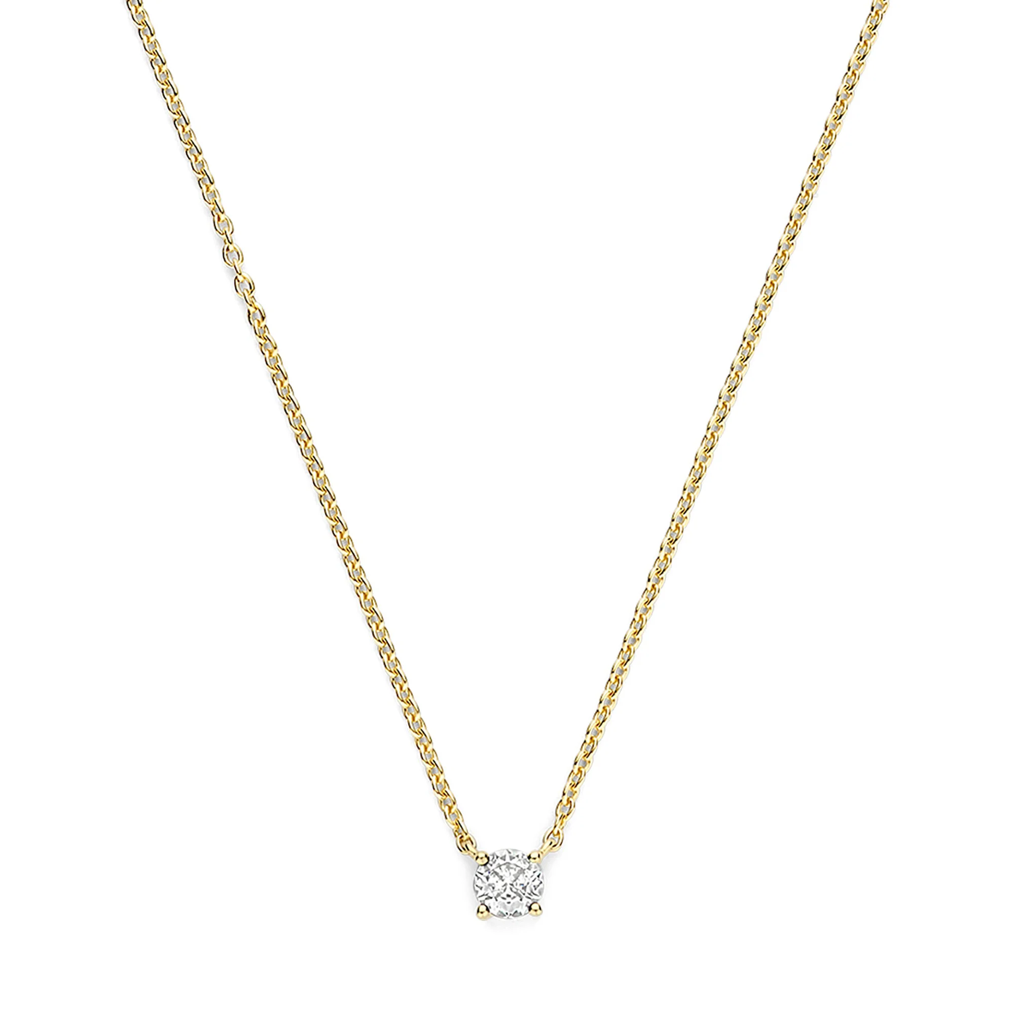 Ti Sento Yellow Gold Plated Cubic Zirconia Solitaire Necklace 34087ZY