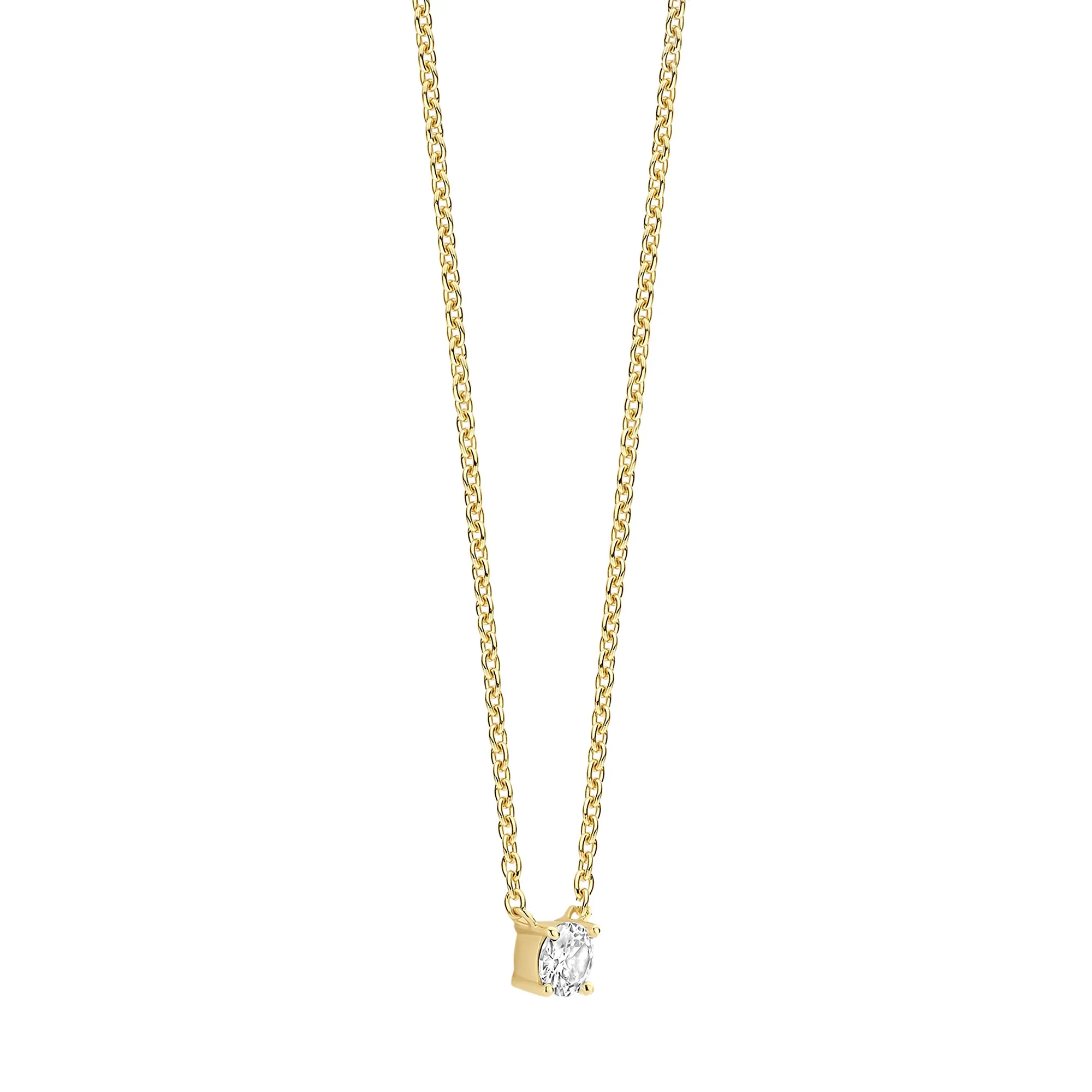 Ti Sento Yellow Gold Plated Cubic Zirconia Solitaire Necklace 34087ZY - Image 2