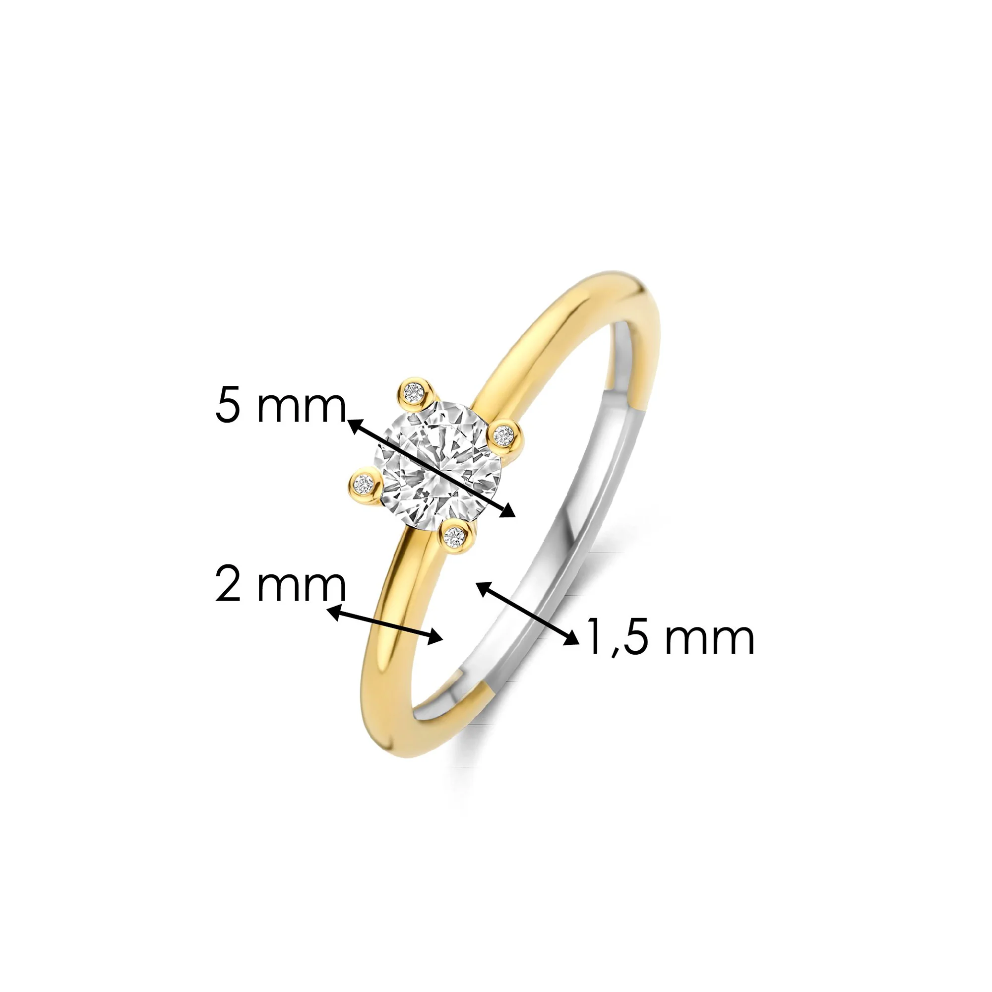 Ti Sento Yellow Gold Plated Cubic Zirconia Solitaire Ring 12367ZY (56) - Image 4