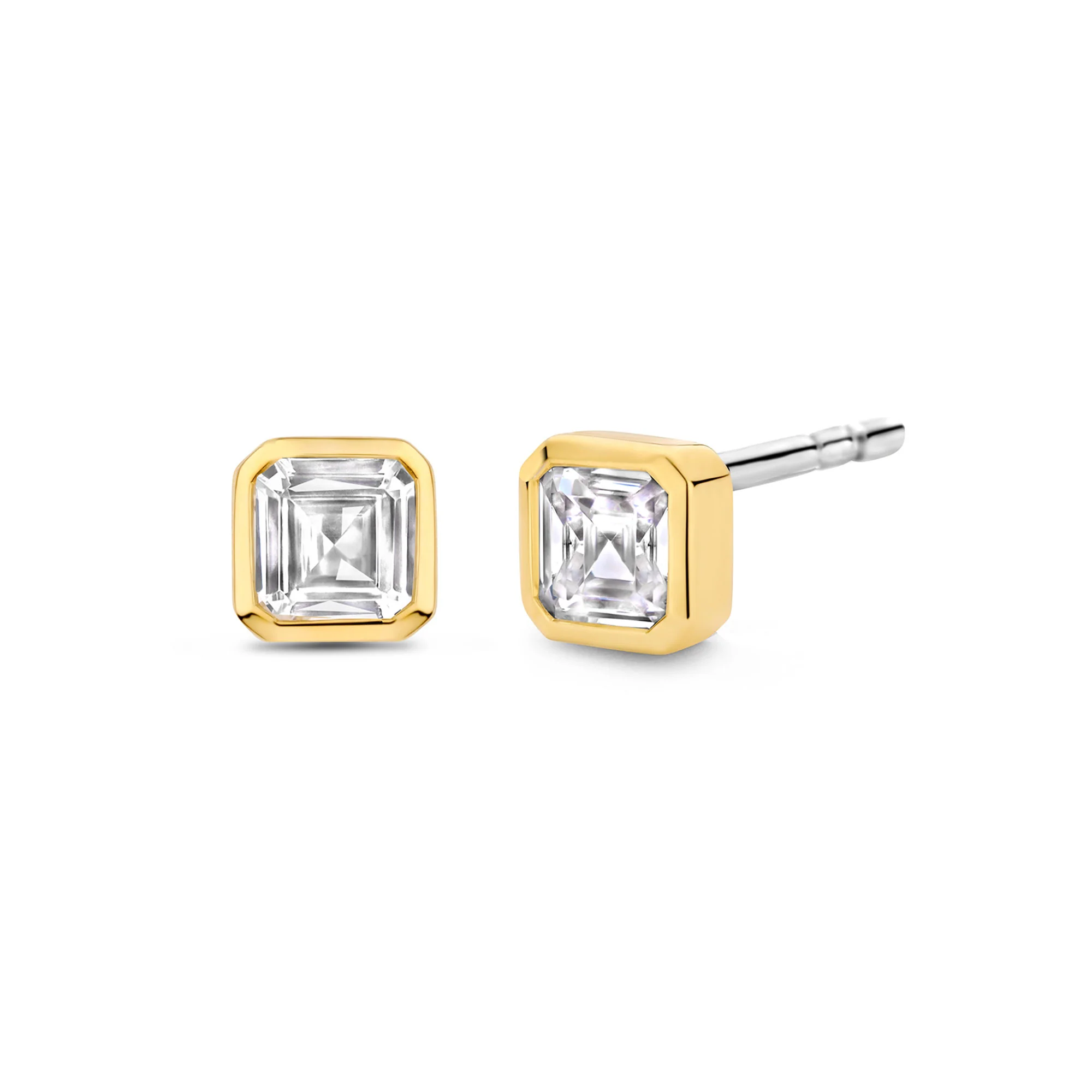 Ti Sento Yellow Gold Plated Square Cubic Zirconia Stud Earrings 7967ZY