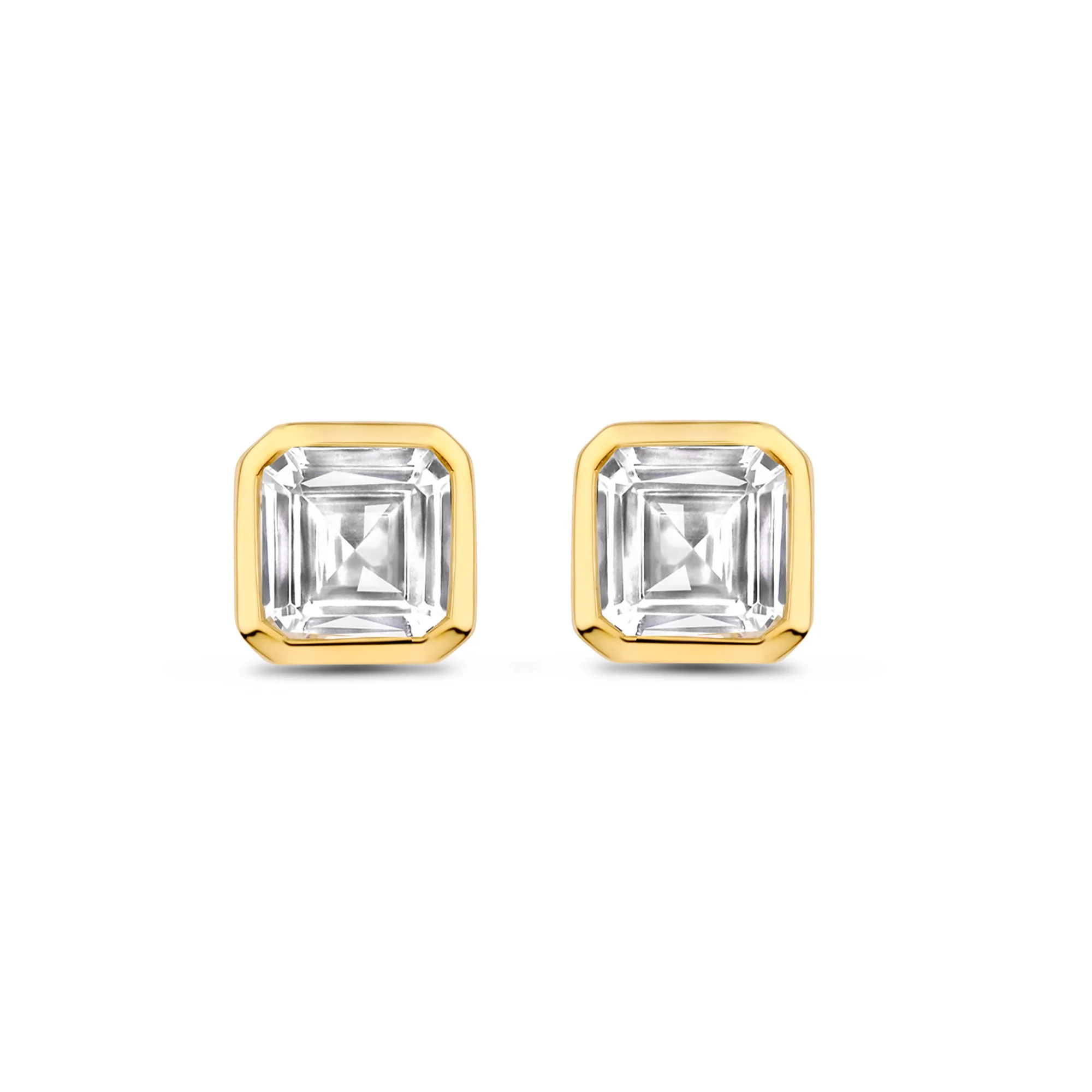 Ti Sento Yellow Gold Plated Square Cubic Zirconia Stud Earrings 7967ZY - Image 2