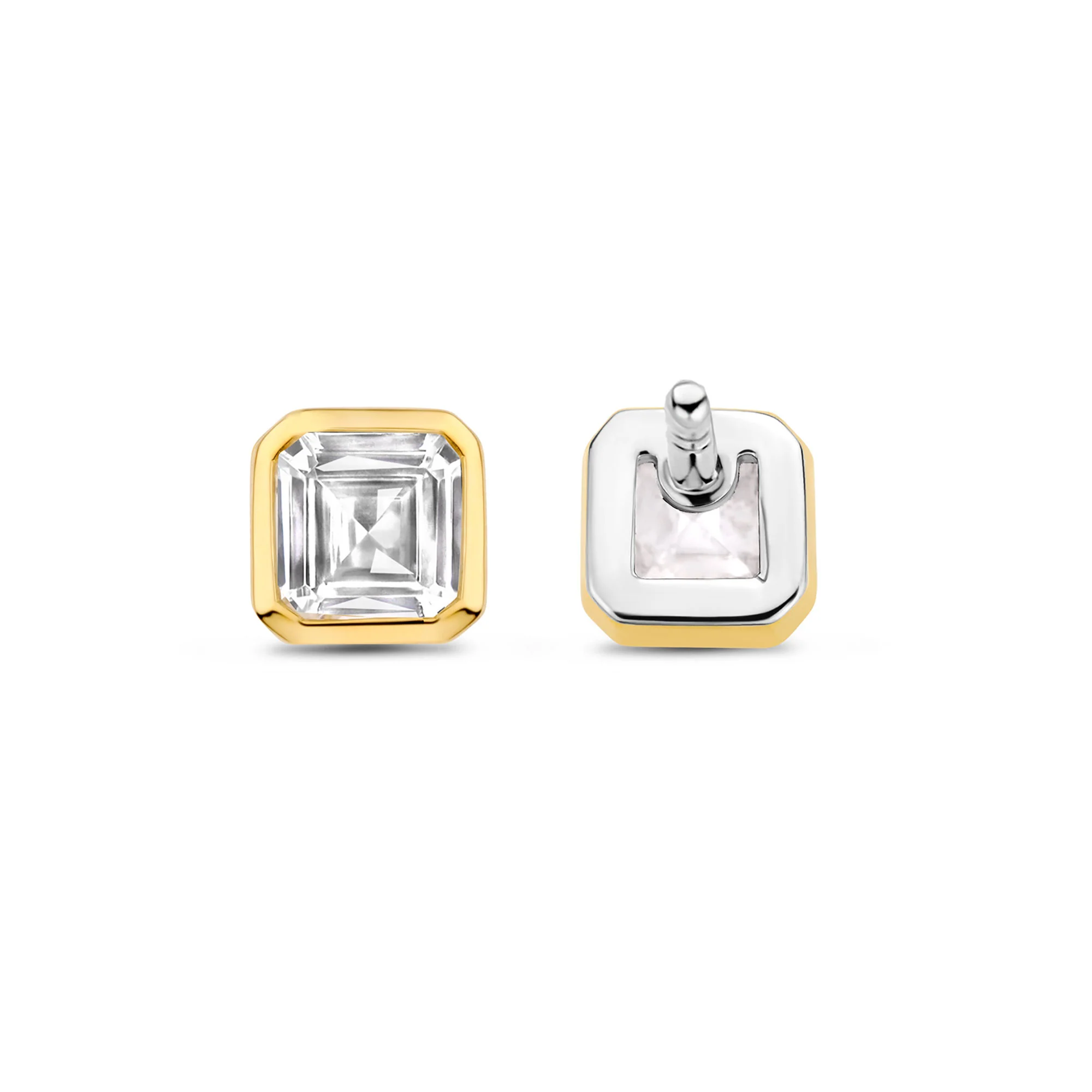 Ti Sento Yellow Gold Plated Square Cubic Zirconia Stud Earrings 7967ZY - Image 3