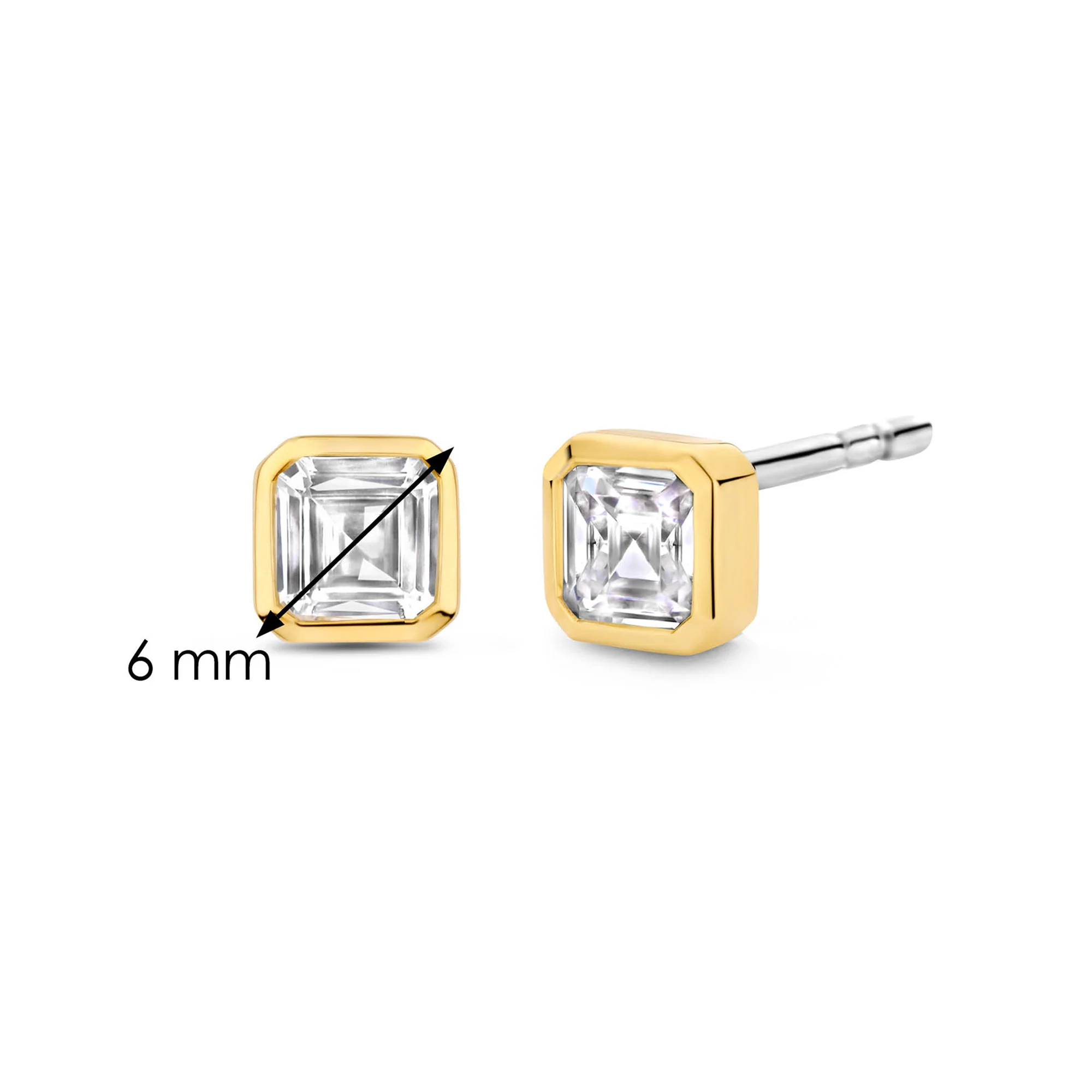 Ti Sento Yellow Gold Plated Square Cubic Zirconia Stud Earrings 7967ZY - Image 4