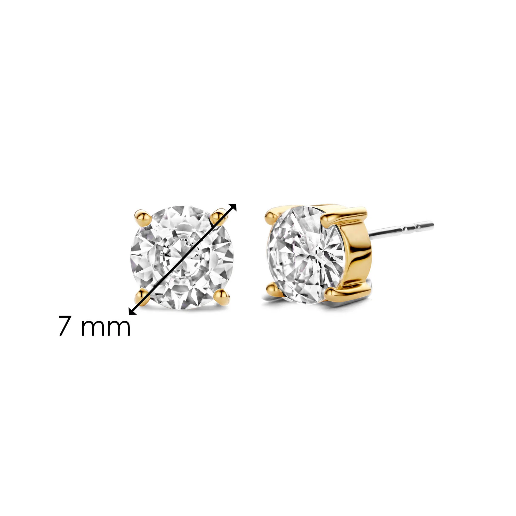 Ti Sento Yellow Gold Plated Cubic Zirconia Stud Earrings 7319ZY - Image 2