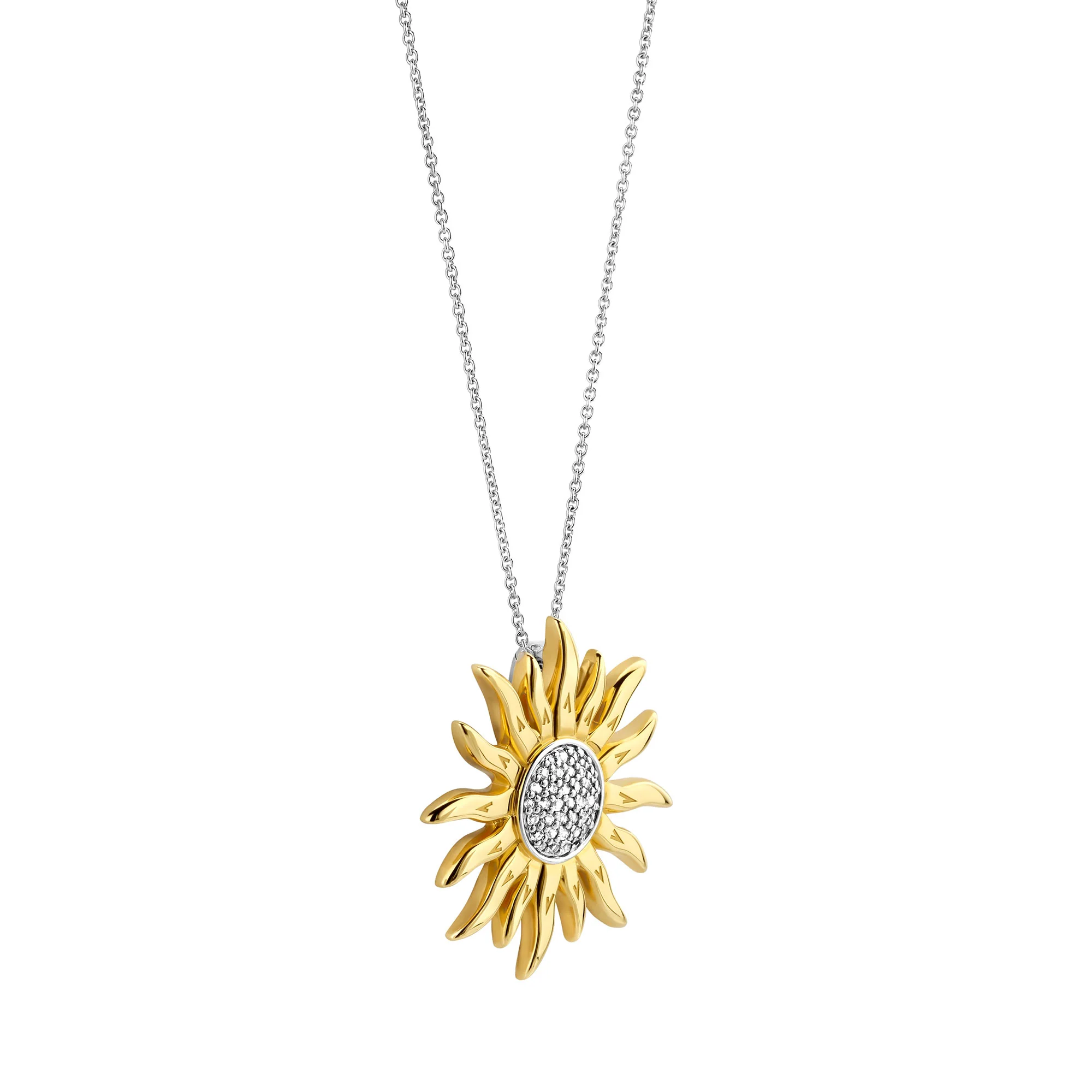 Ti Sento Yellow Gold Plated Cubic Zirconia Sun Pendant 6832ZY - Image 2