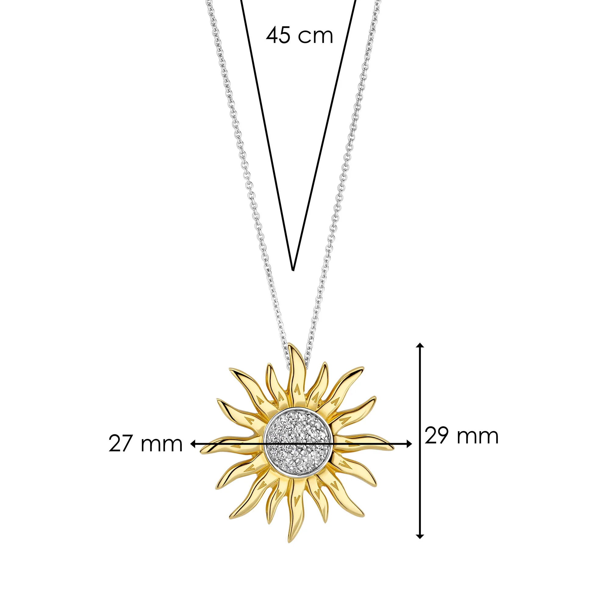 Ti Sento Yellow Gold Plated Cubic Zirconia Sun Pendant 6832ZY - Image 5