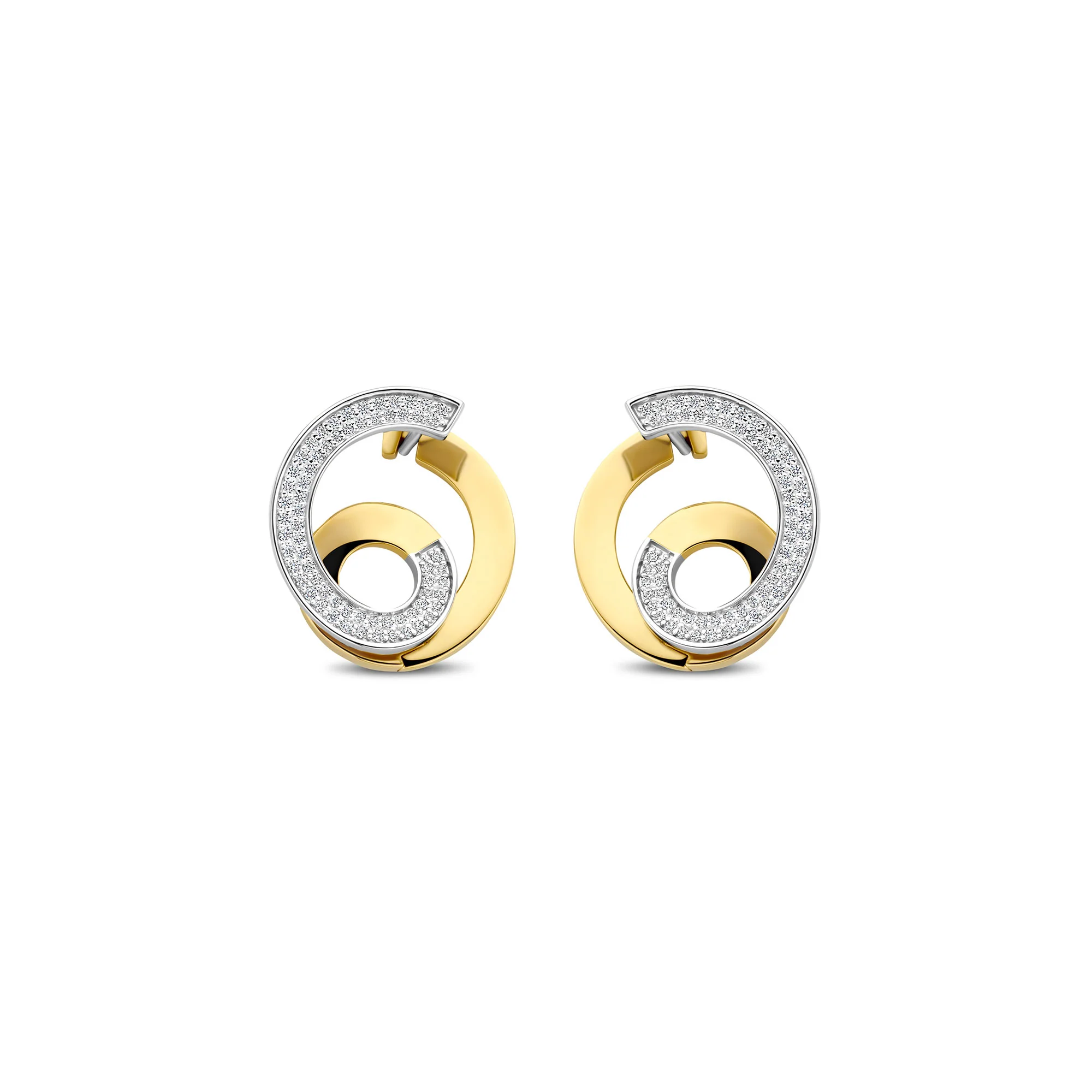 Ti Sento Yellow Gold Plated Cubic Zirconia Swirl Stud Earrings 78040ZY - Image 2