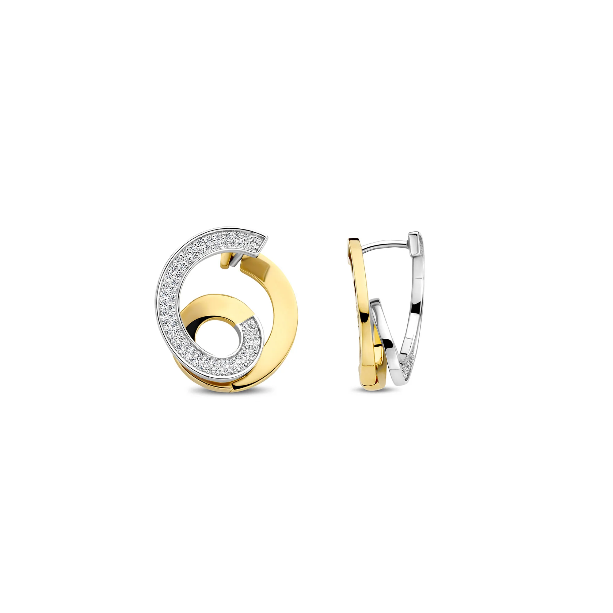 Ti Sento Yellow Gold Plated Cubic Zirconia Swirl Stud Earrings 78040ZY - Image 3