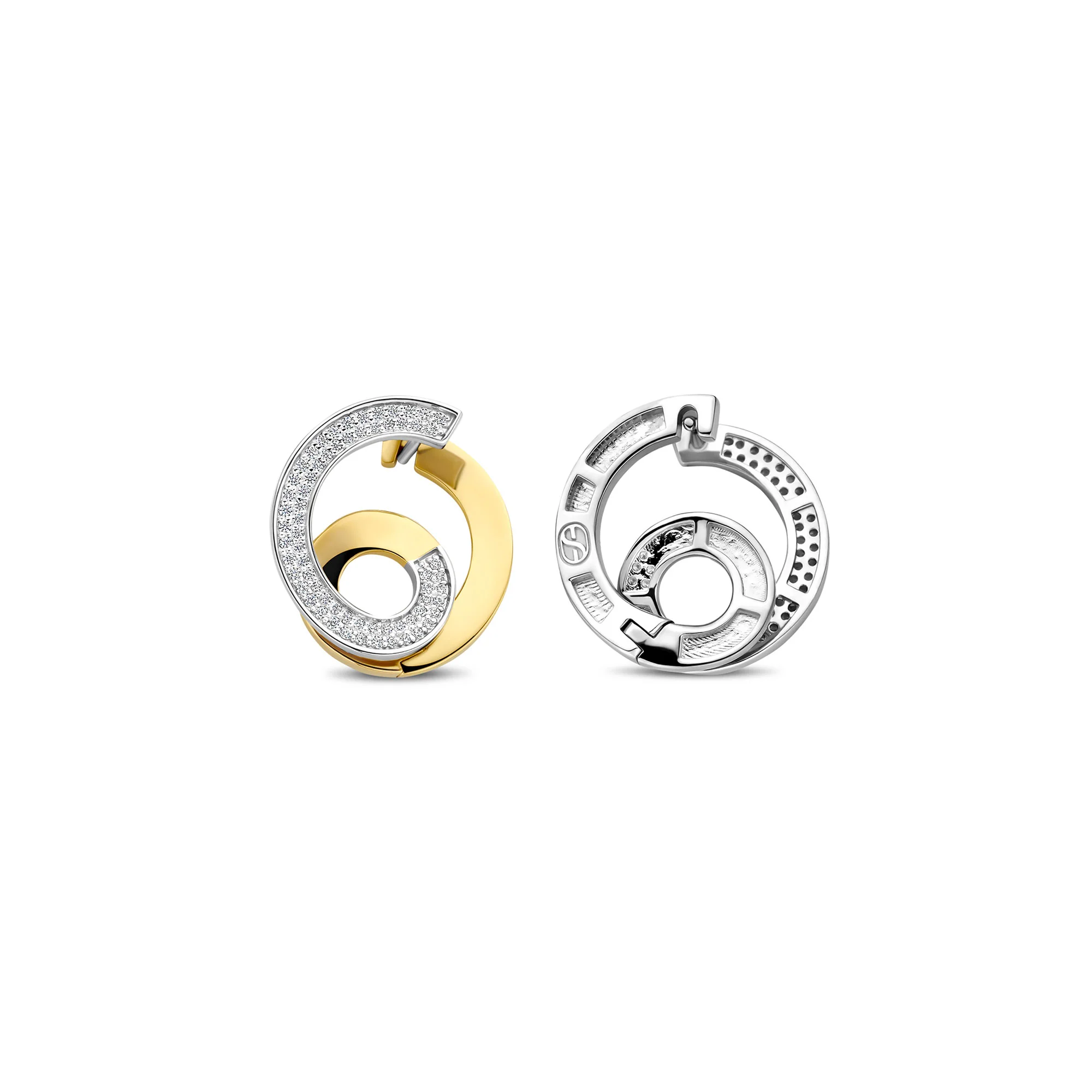 Ti Sento Yellow Gold Plated Cubic Zirconia Swirl Stud Earrings 78040ZY - Image 4