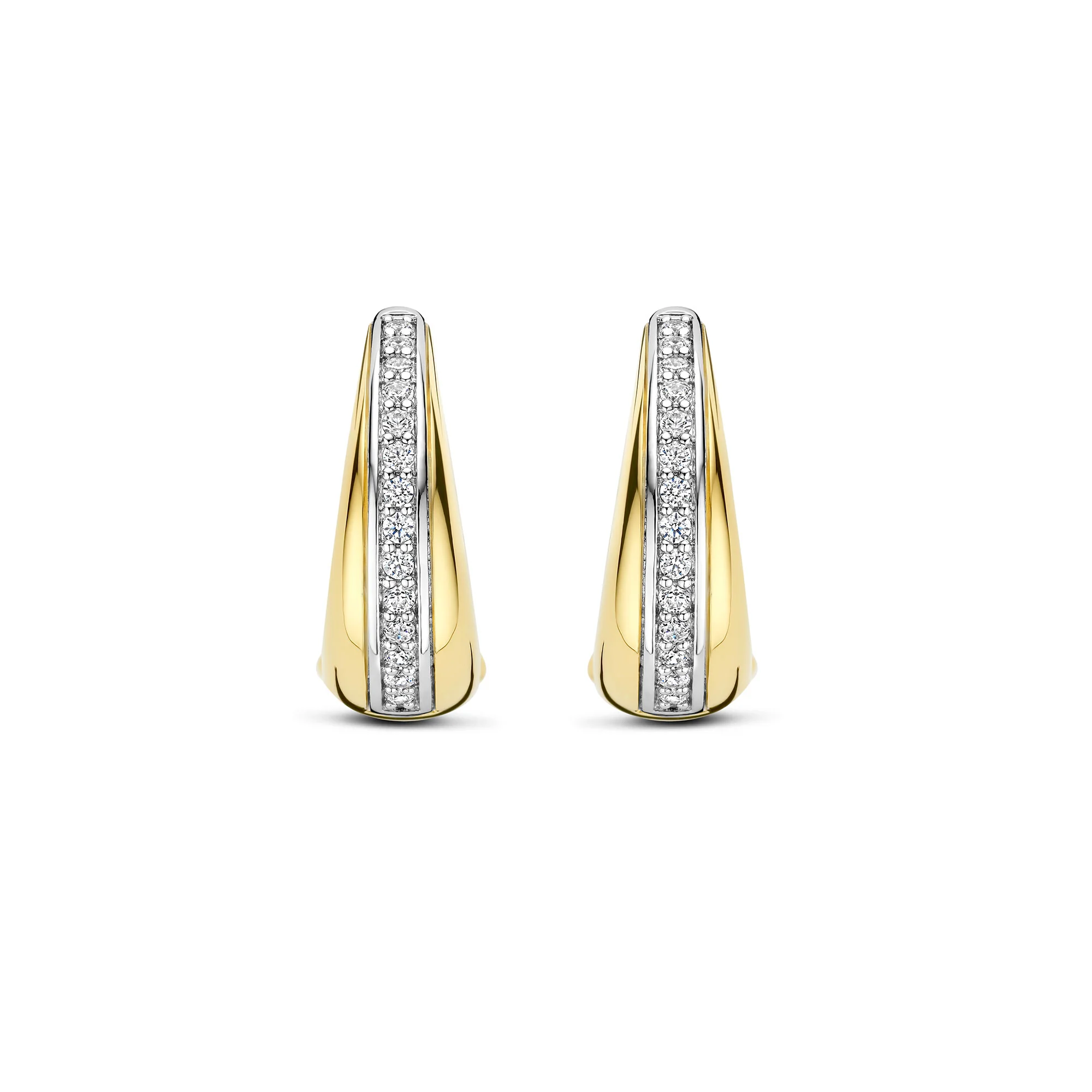Ti Sento Yellow Gold Plated Cubic Zirconia Tapered Hoop Earrings 78049ZY - Image 2