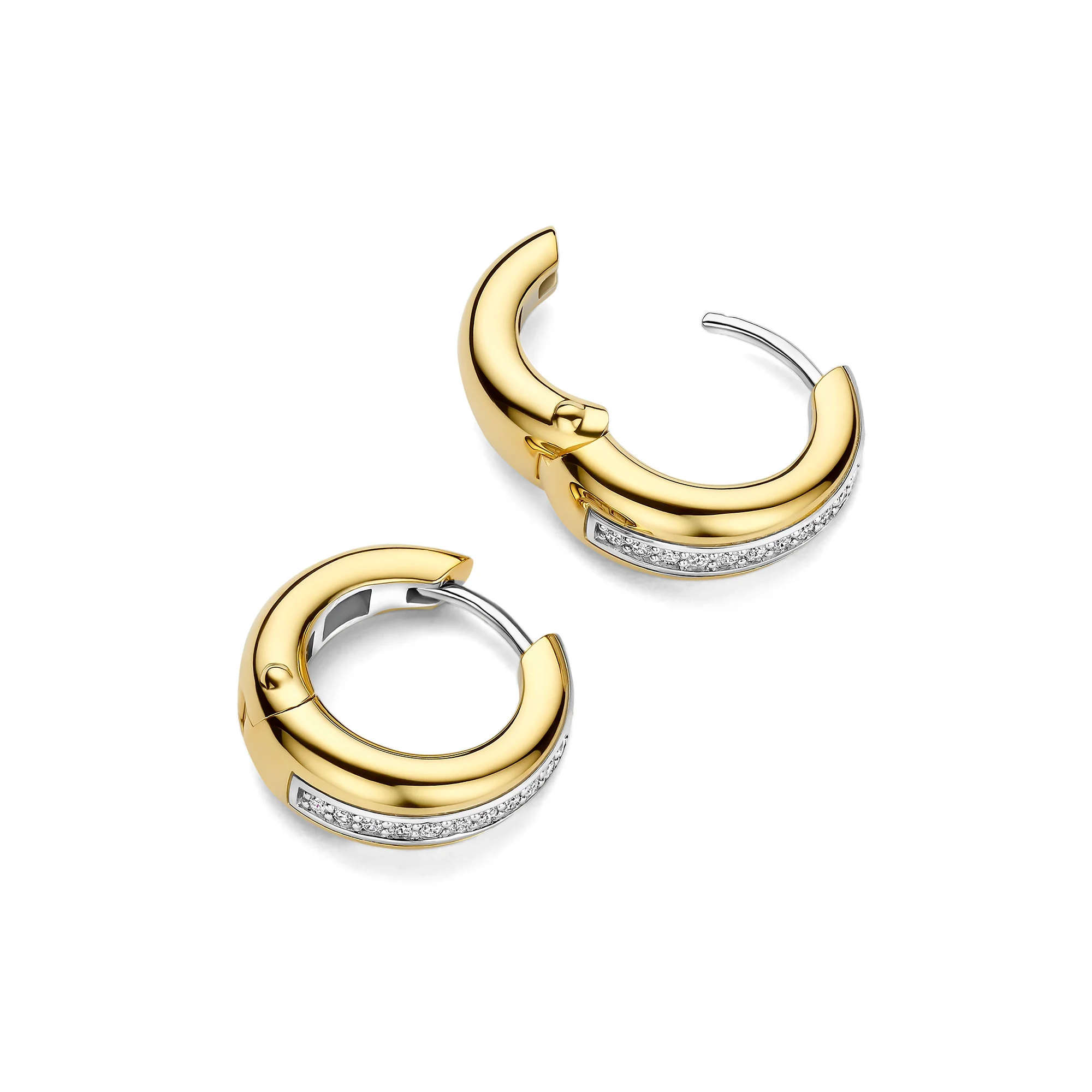 Ti Sento Yellow Gold Plated Cubic Zirconia Tapered Hoop Earrings 78049ZY - Image 3