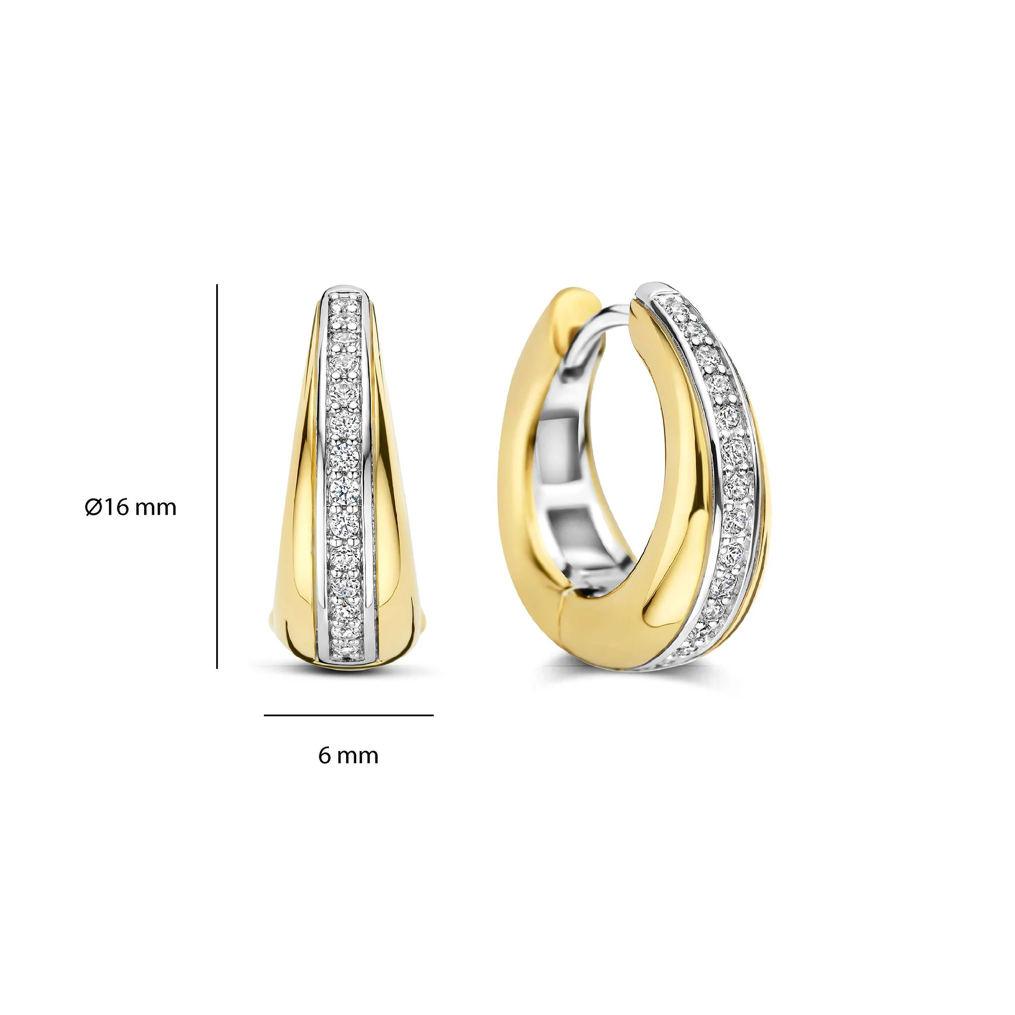 Ti Sento Yellow Gold Plated Cubic Zirconia Tapered Hoop Earrings 78049ZY - Image 4