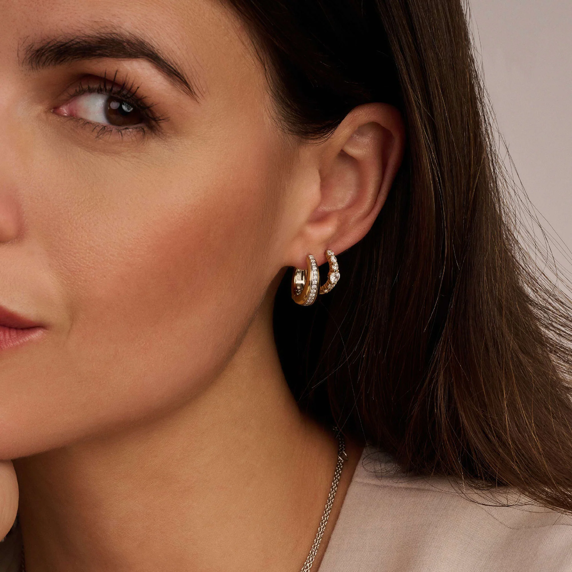 Ti Sento Yellow Gold Plated Cubic Zirconia Tapered Hoop Earrings 78049ZY - Image 5